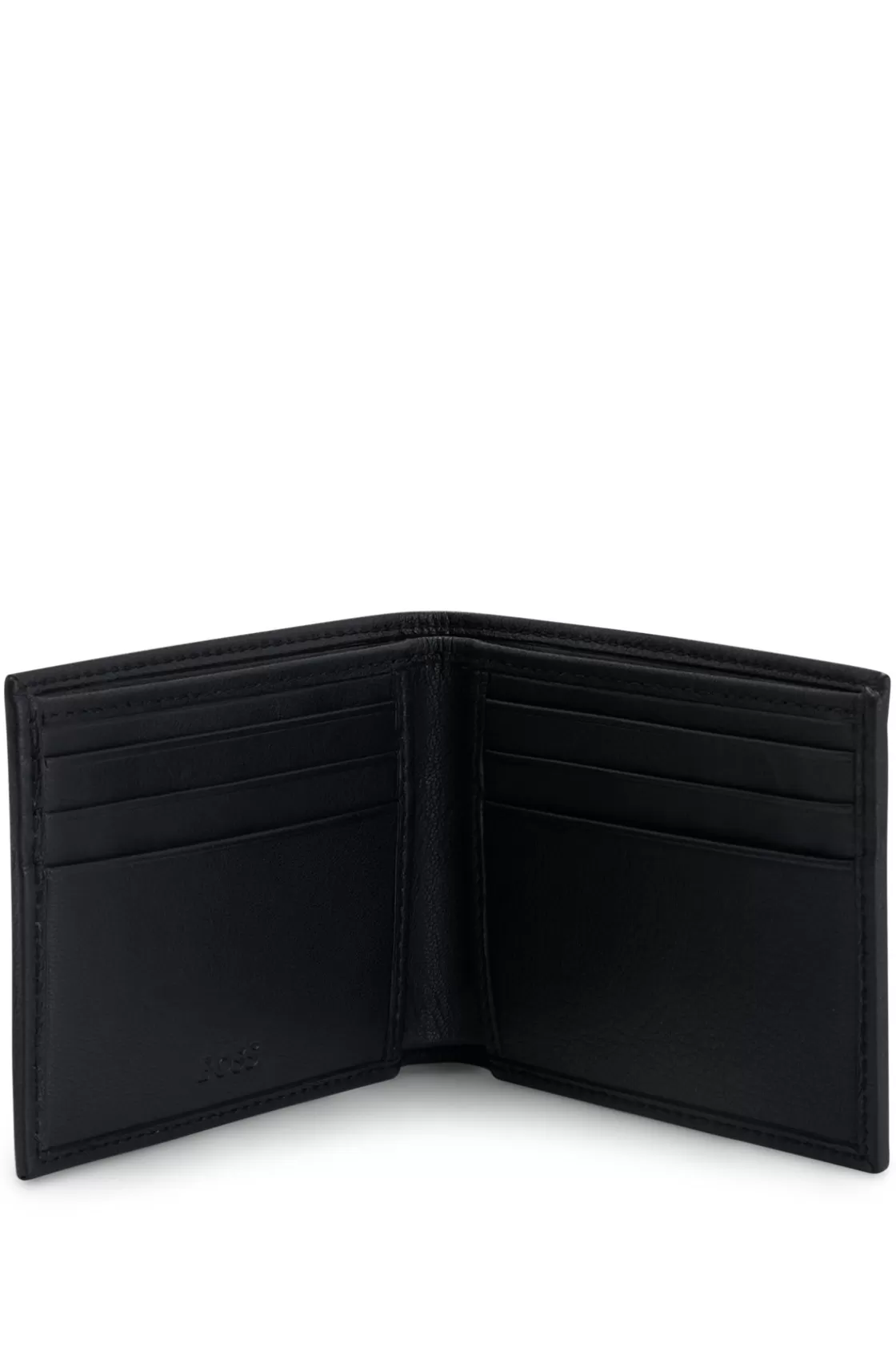 HUGO BOSS Matte-leather Wallet With Embossed Logo And Polished Hardware Black Fashion