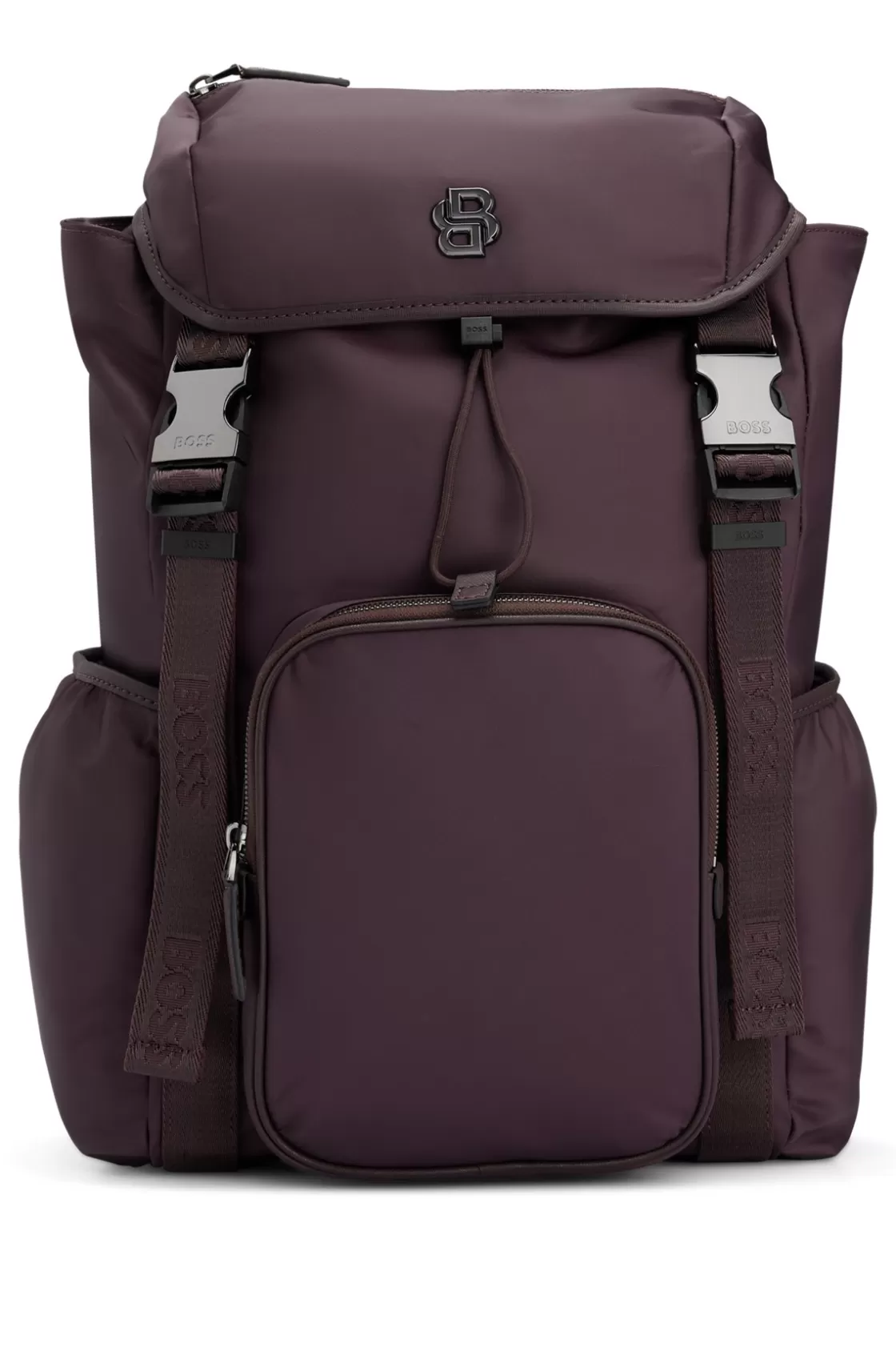 HUGO BOSS Matte-twill Backpack With Double Monogram And Full Lining Dark Red Cheap