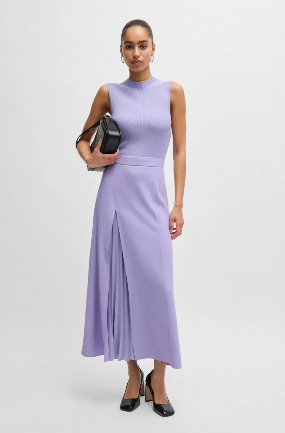 HUGO BOSS Maxi Skirt With Plissé Detail Purple Sale