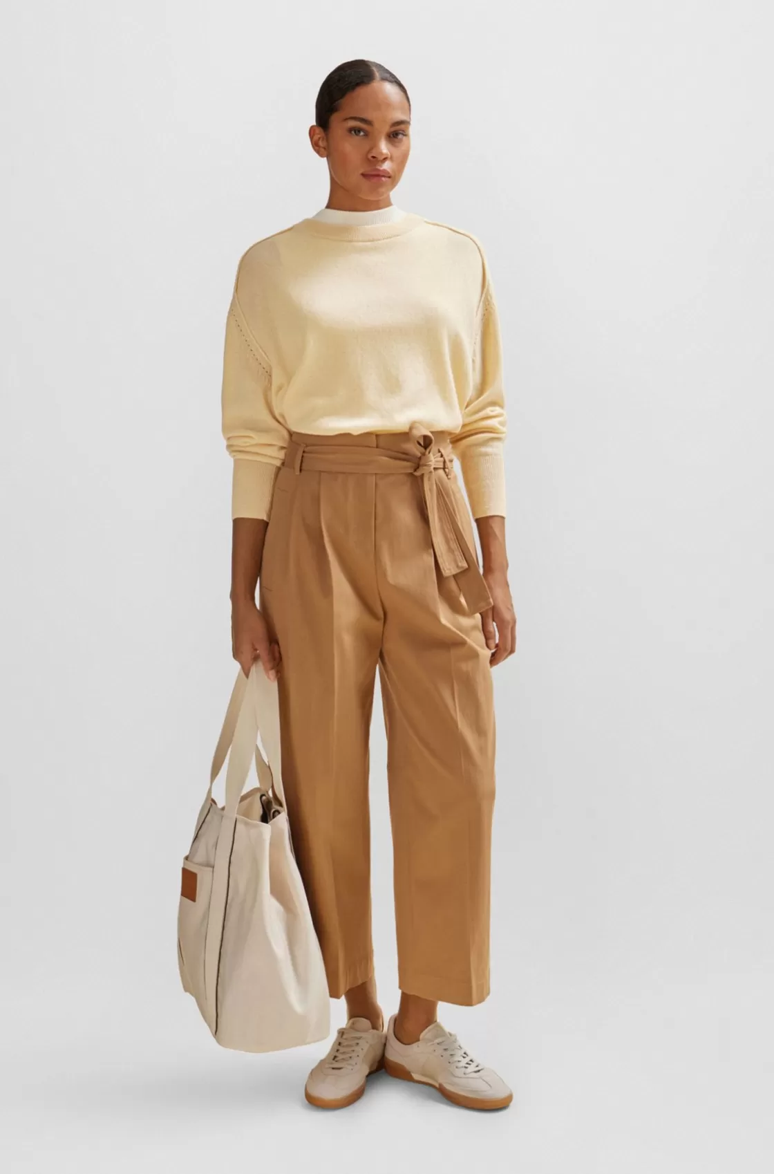 HUGO BOSS Melange Sweater In Cashmere With Seam Details Patterned Hot
