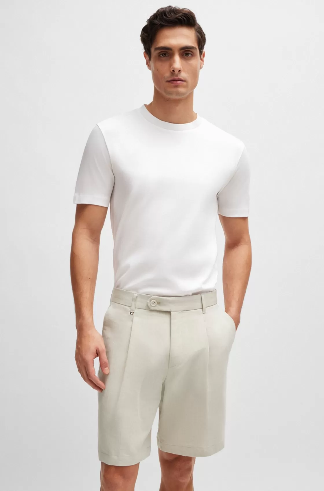 HUGO BOSS Mercerised-cotton T-shirt In A Regular Fit White Flash Sale