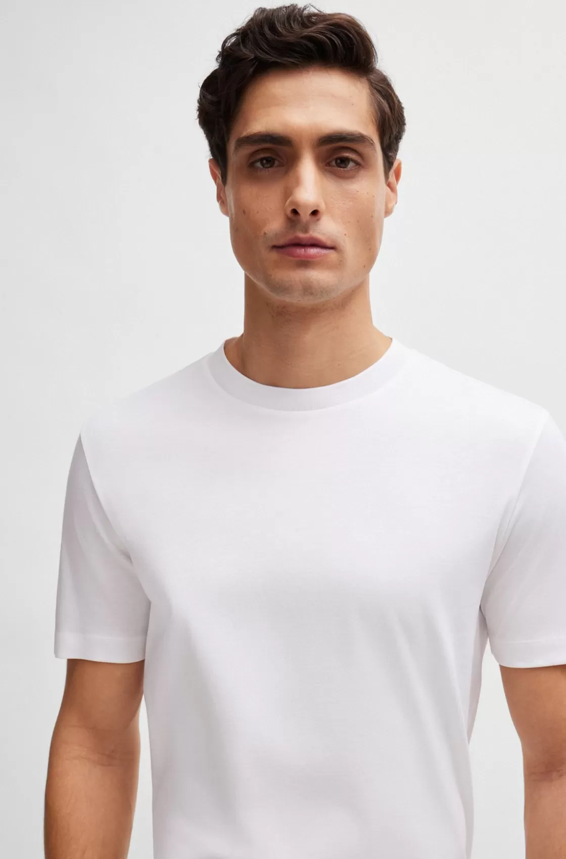 HUGO BOSS Mercerised-cotton T-shirt In A Regular Fit White Flash Sale