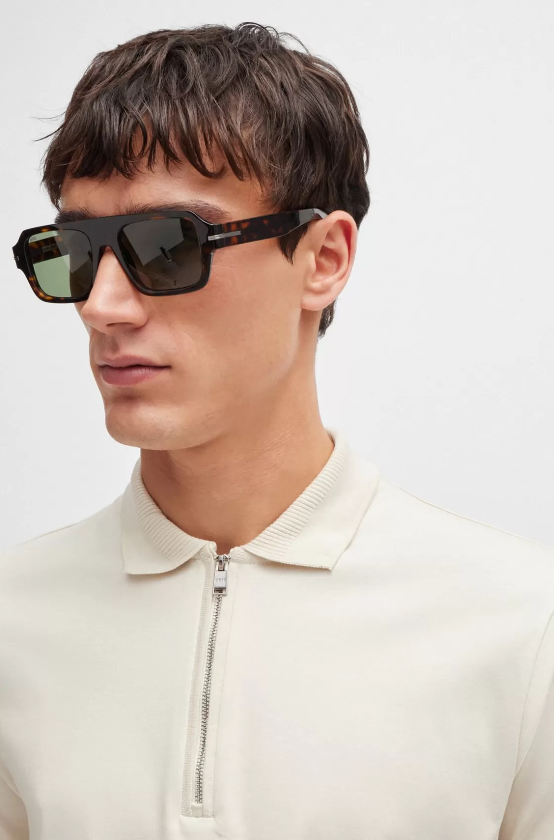 HUGO BOSS Mercerized-cotton Slim-fit Polo Shirt With Zip Neck White Discount