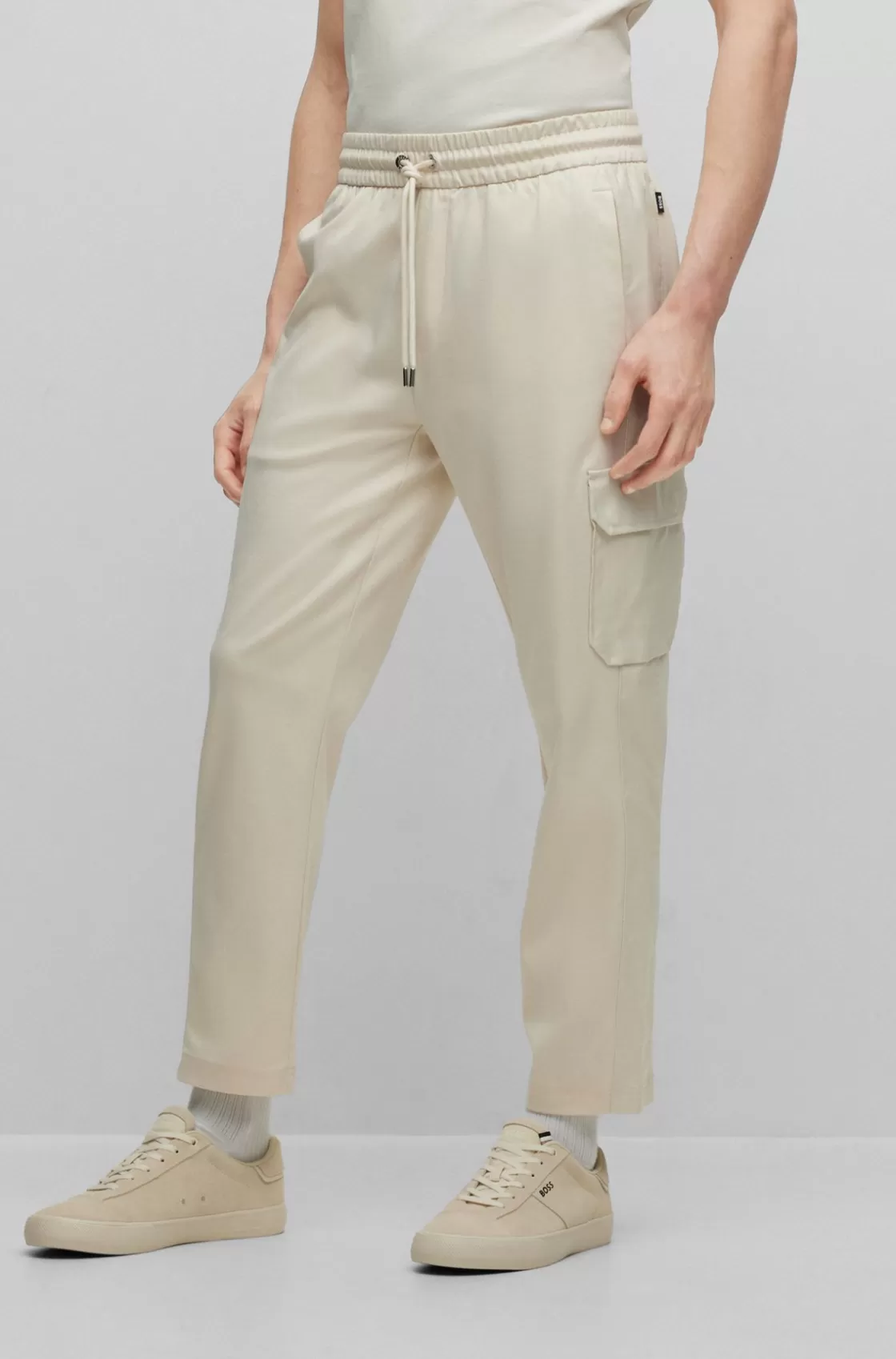HUGO BOSS Mercerized-cotton Tracksuit Bottoms With Insert Details White Outlet