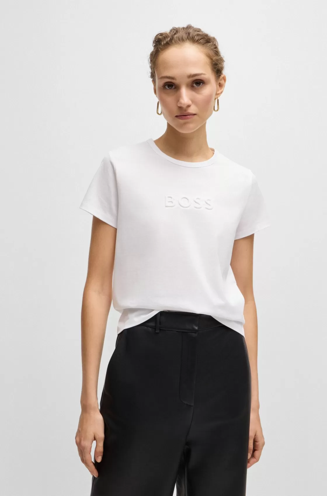 HUGO BOSS Mercerized-cotton T-shirt With Logo Detail White Store