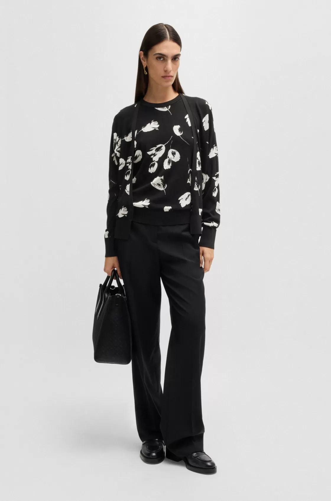 HUGO BOSS Merino Wool-blend Cardigan With Tulip Jacquard Patterned Best