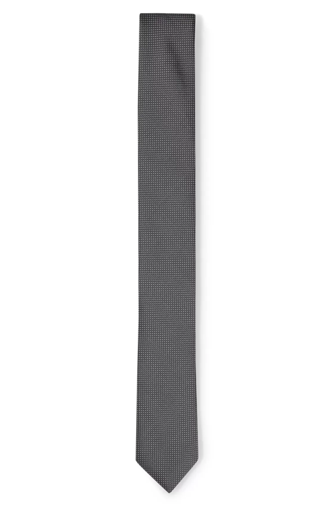 HUGO BOSS Micro-patterned Tie In Pure Silk Silver Outlet