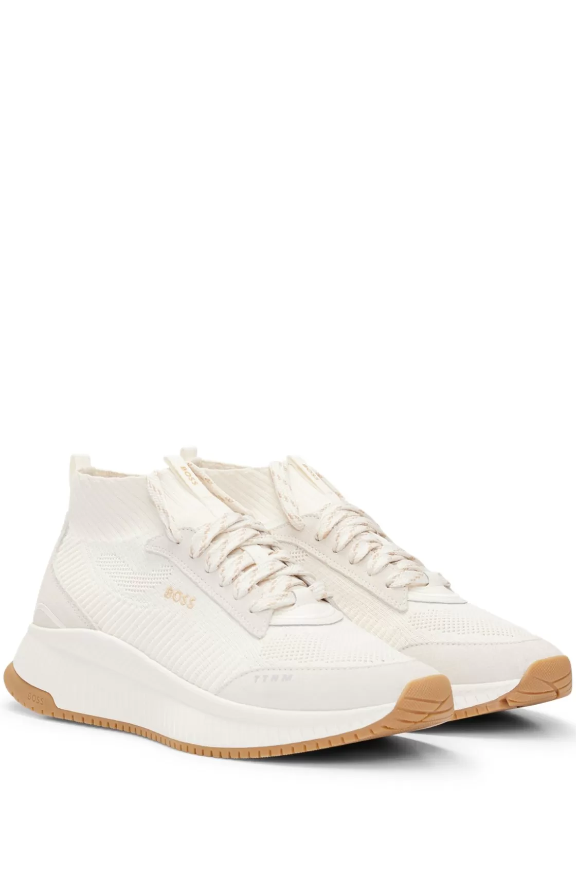 HUGO BOSS Mid-top Sock Trainers With Fishbone Sole White Sale