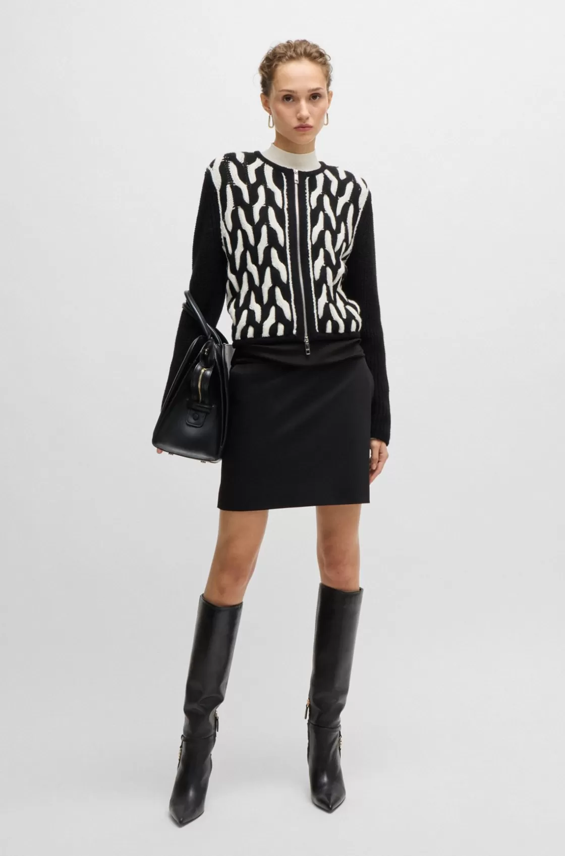 HUGO BOSS Mini Skirt With Shiny Waistband Black Flash Sale