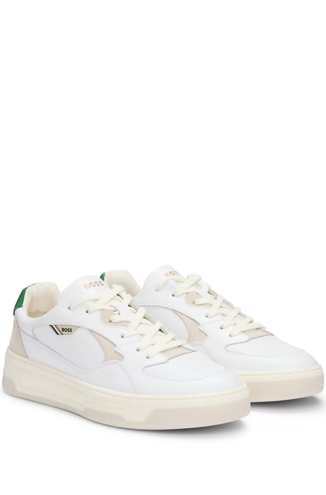 HUGO BOSS Mixed-leather Trainers With Layered Upper White Fashion