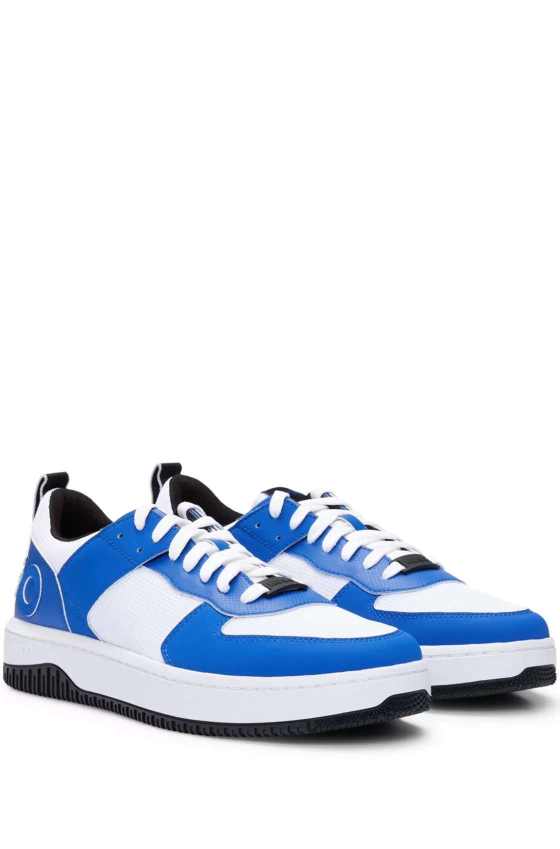 HUGO BOSS Mixed-material Lace-up Trainers With Branded Backtab Light Blue Sale