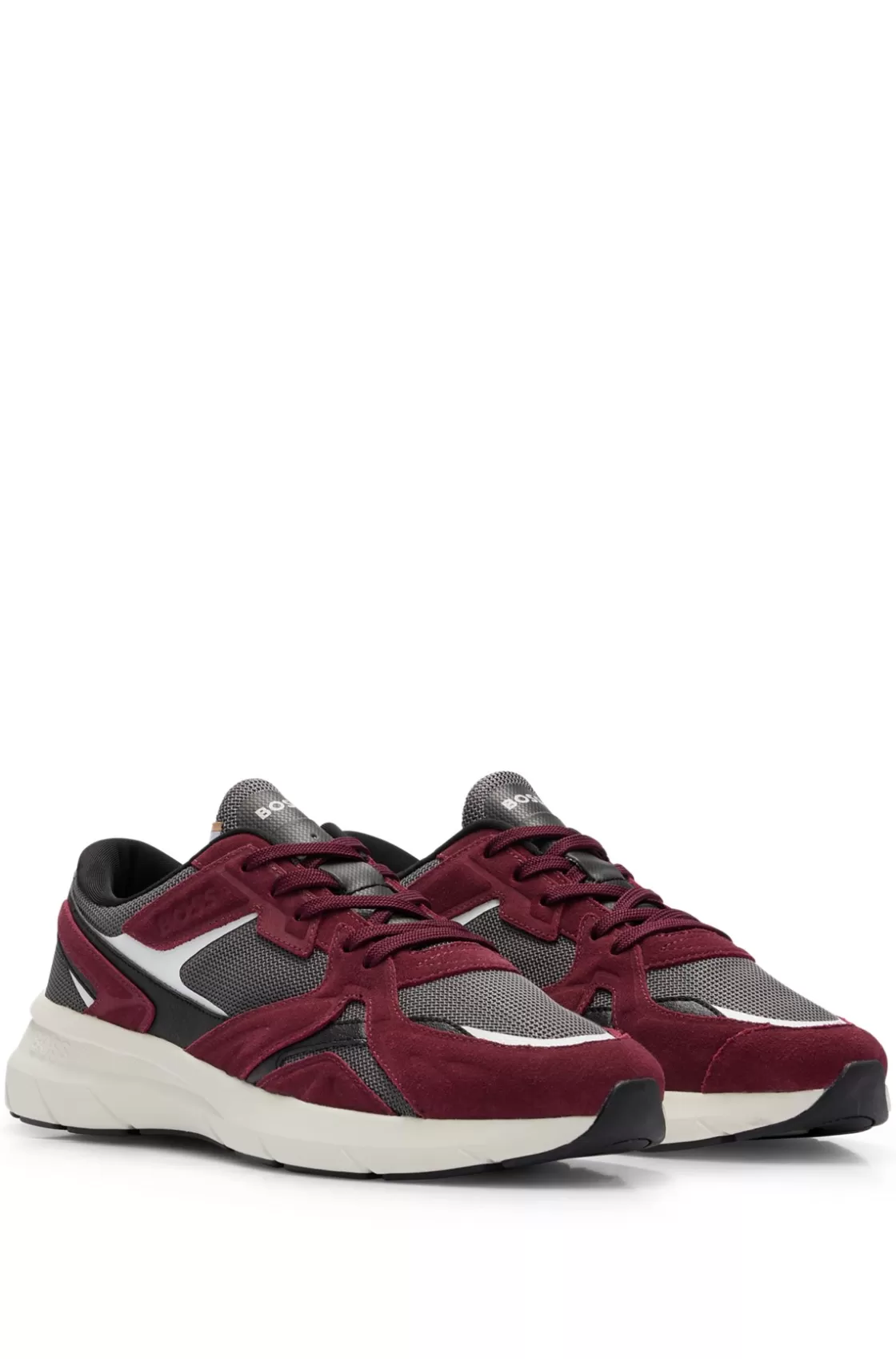 HUGO BOSS Mixed-material Sneakers With Suede And Mesh Light Red Sale