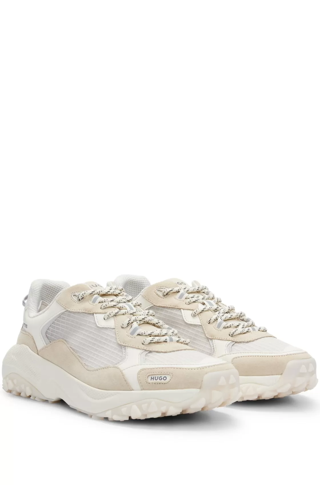 HUGO BOSS Mixed-material Trainers With Contrast Details White Shop