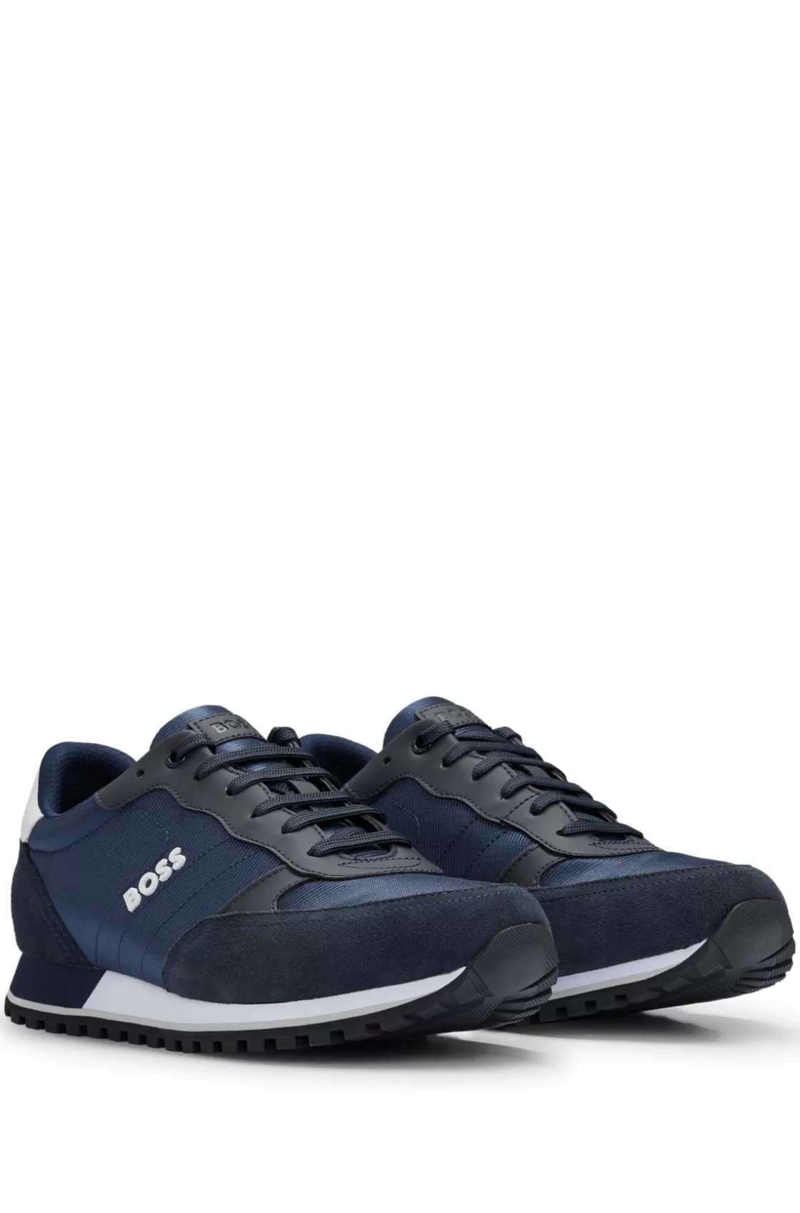 HUGO BOSS Mixed-material Trainers With Faux-leather Trims Dark Blue Hot