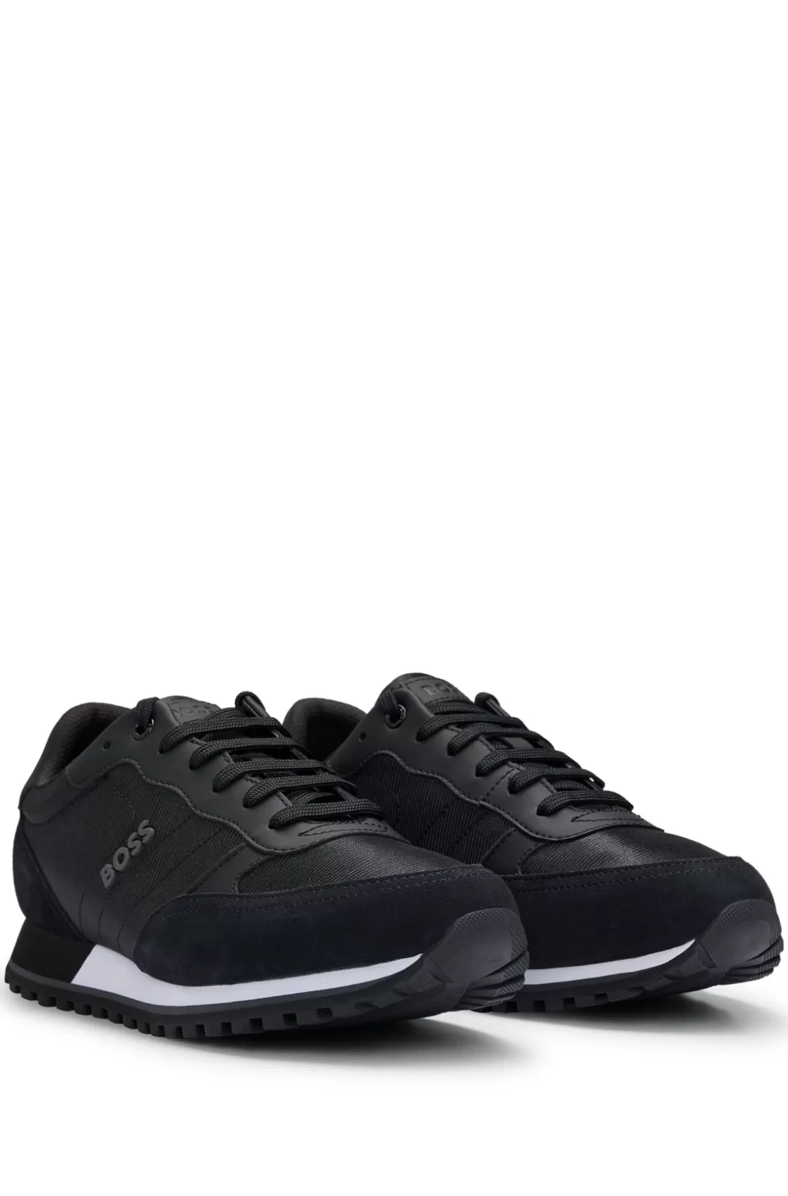 HUGO BOSS Mixed-material Trainers With Faux-leather Trims Black Discount