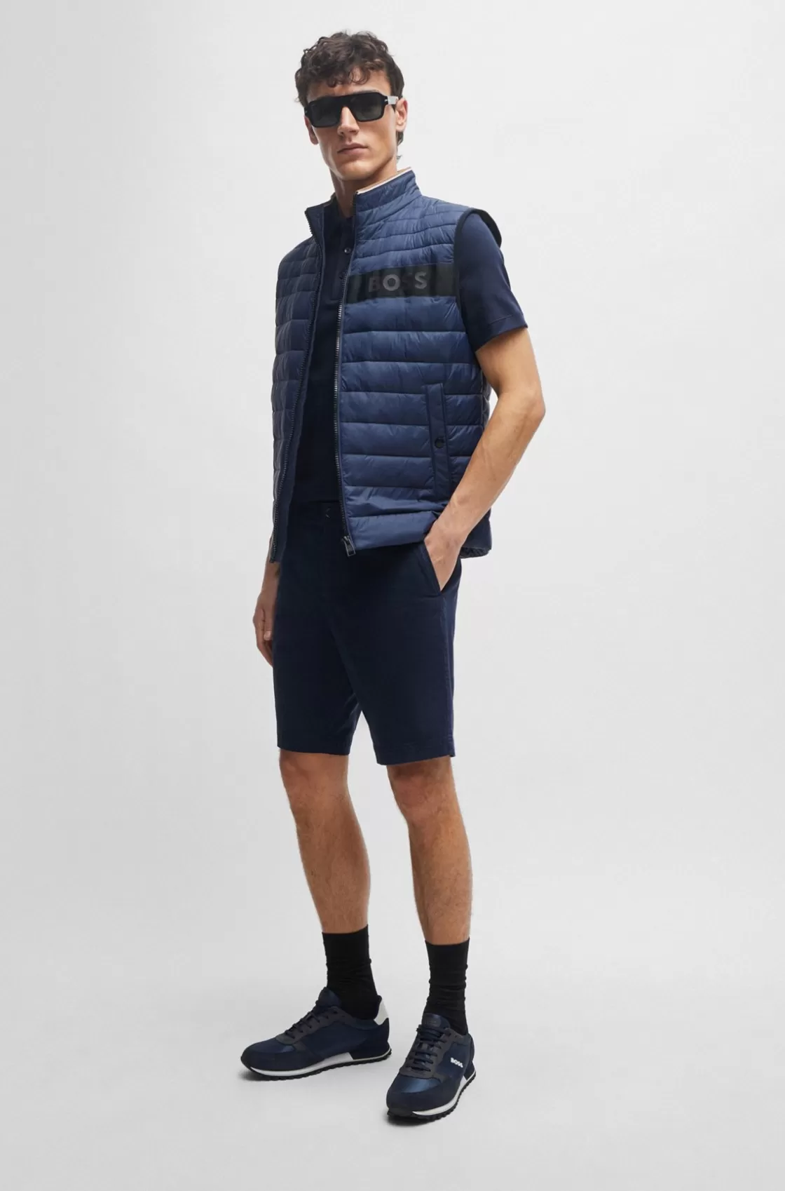 HUGO BOSS Mixed-material Trainers With Faux-leather Trims Dark Blue Hot