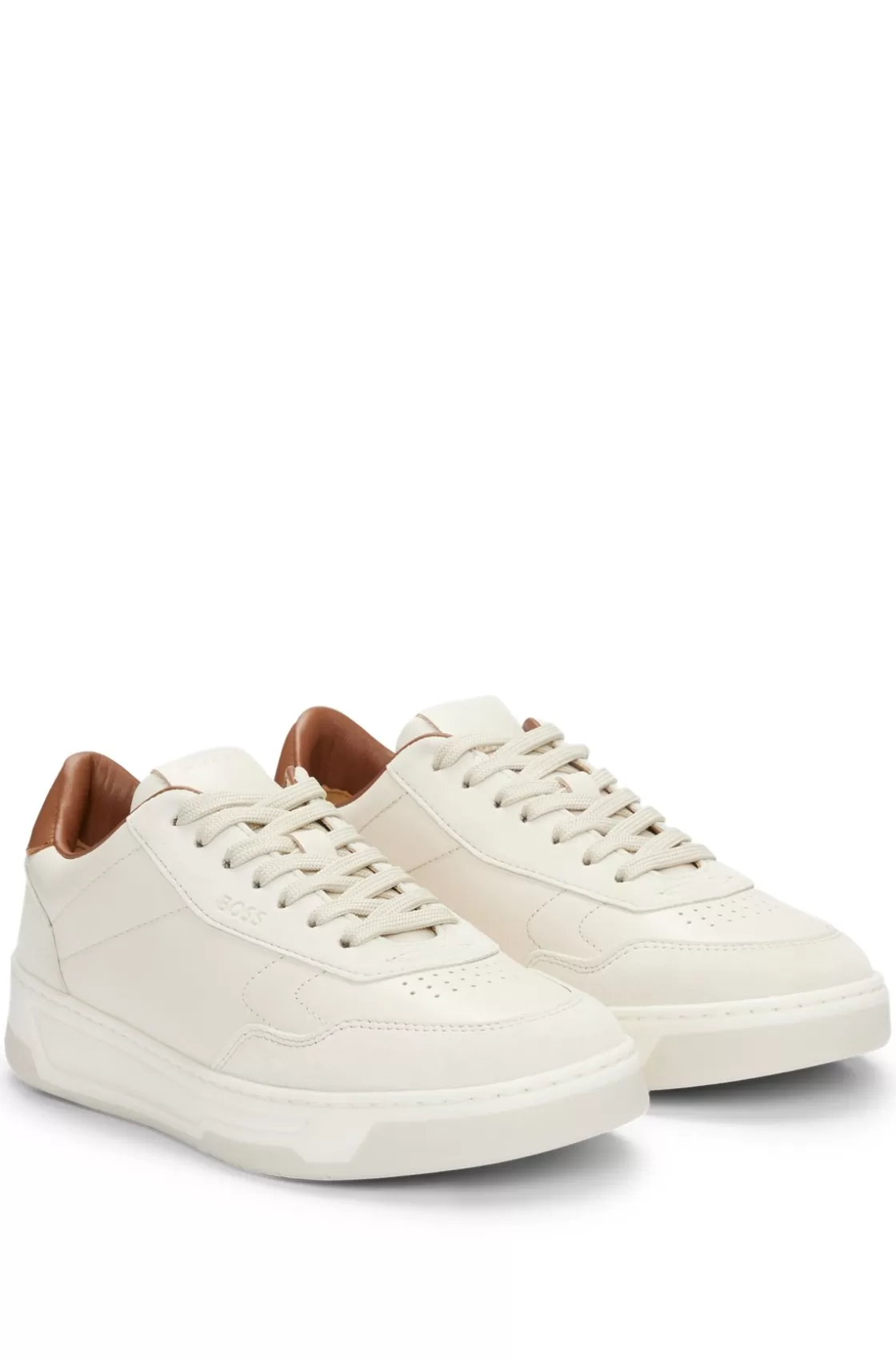 HUGO BOSS Mixed-material Trainers With Leather Trims White Cheap