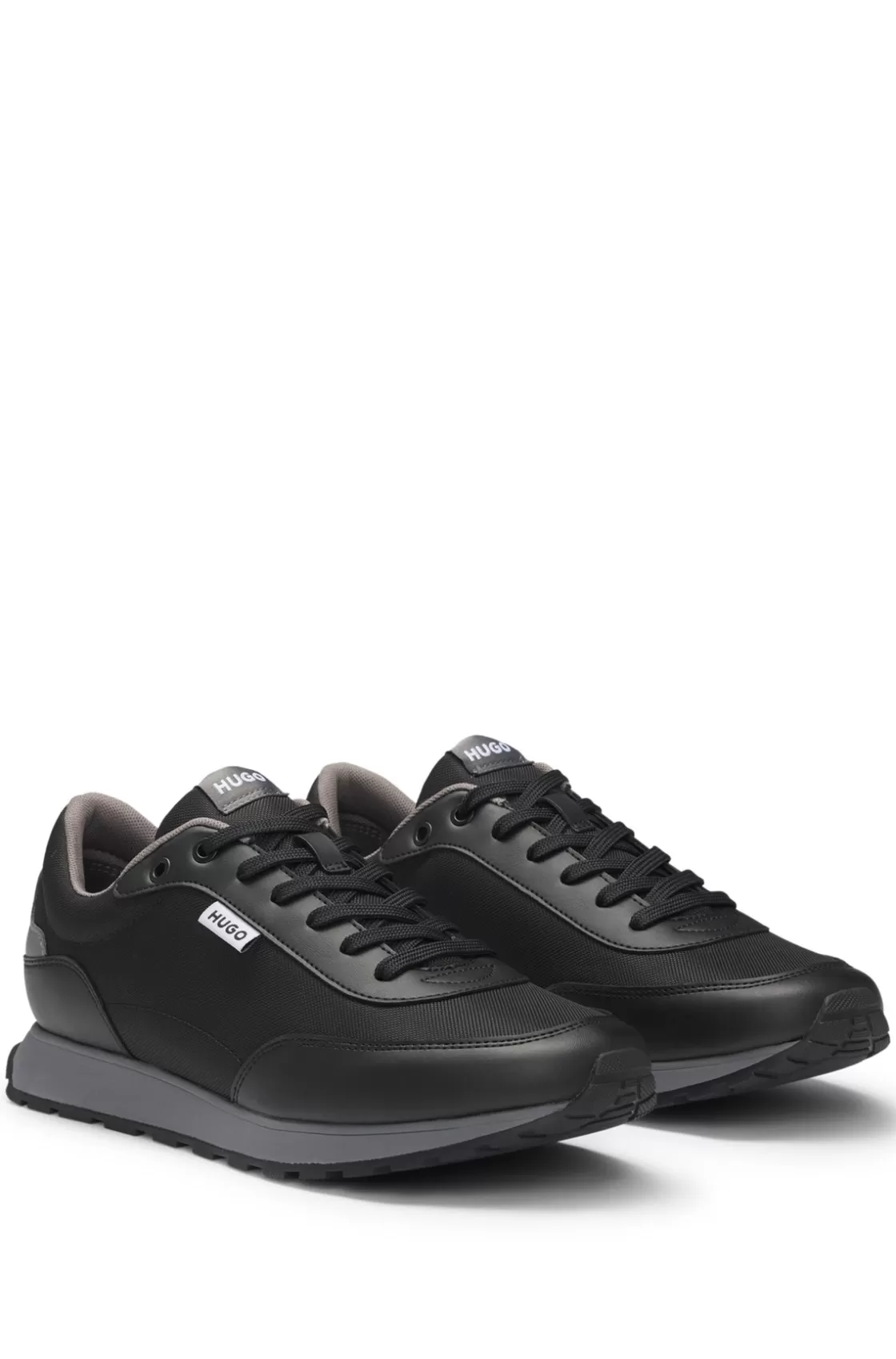 HUGO BOSS Mixed-material Trainers With Logo Flag Black Cheap