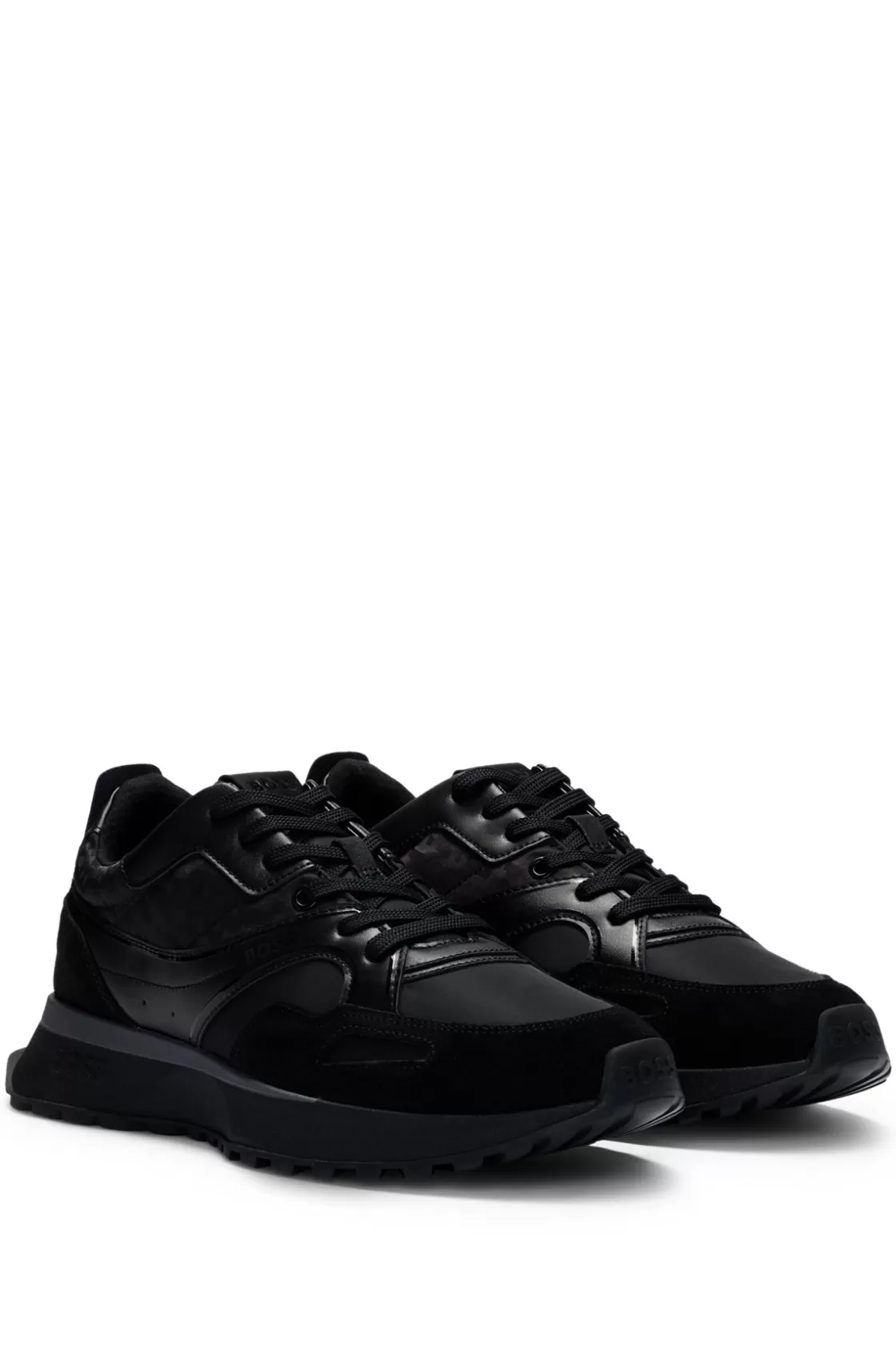 HUGO BOSS Mixed-material Trainers With Mesh And Leather Black Best Sale