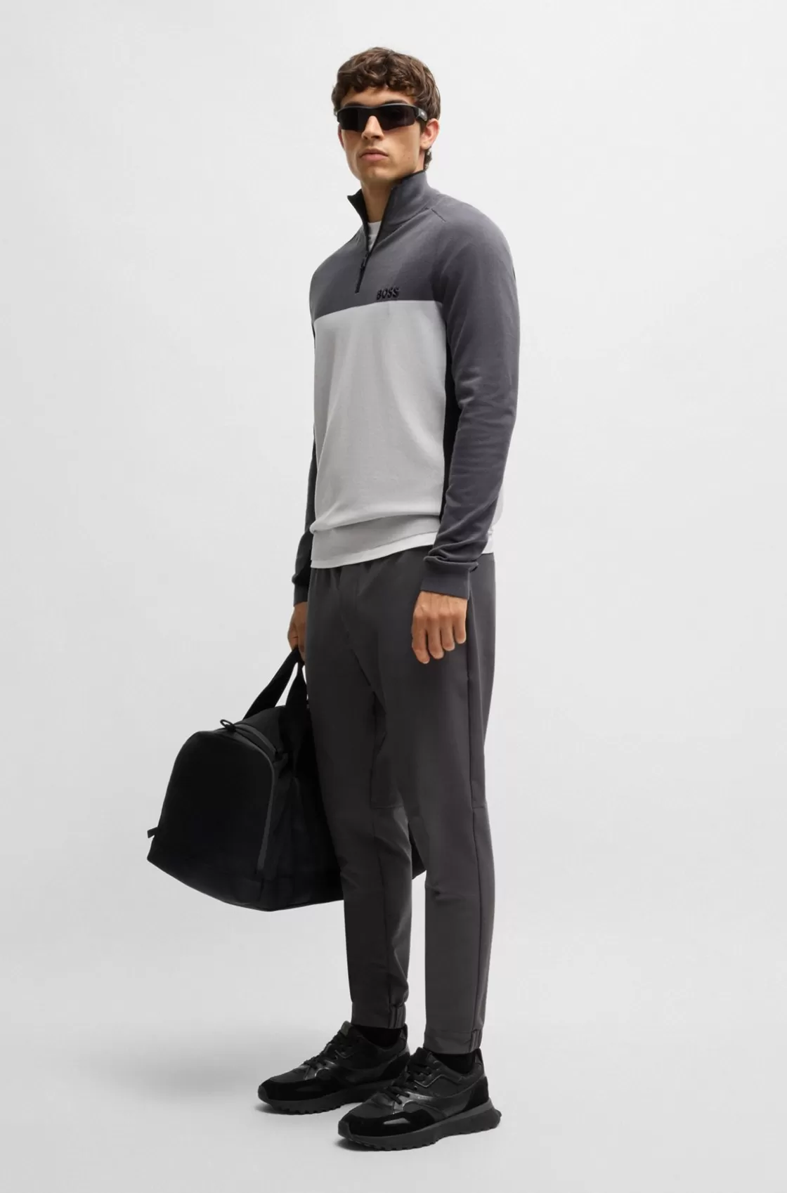 HUGO BOSS Mixed-material Trainers With Mesh And Leather Black Best Sale