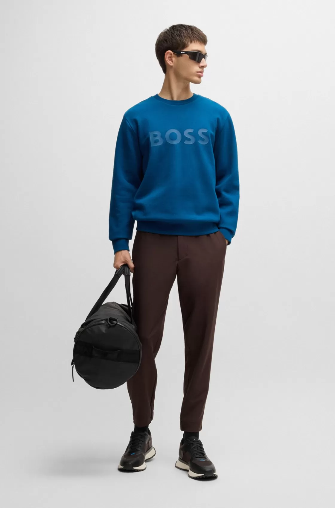 HUGO BOSS Mixed-material Trainers With Mesh Details And Branding Light Brown Cheap