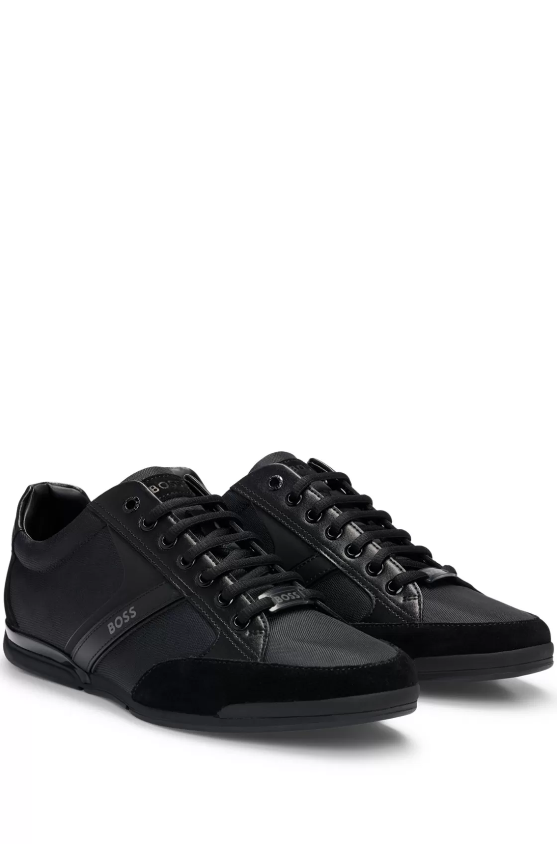 HUGO BOSS Mixed-material Trainers With Suede And Faux Leather Black Sale