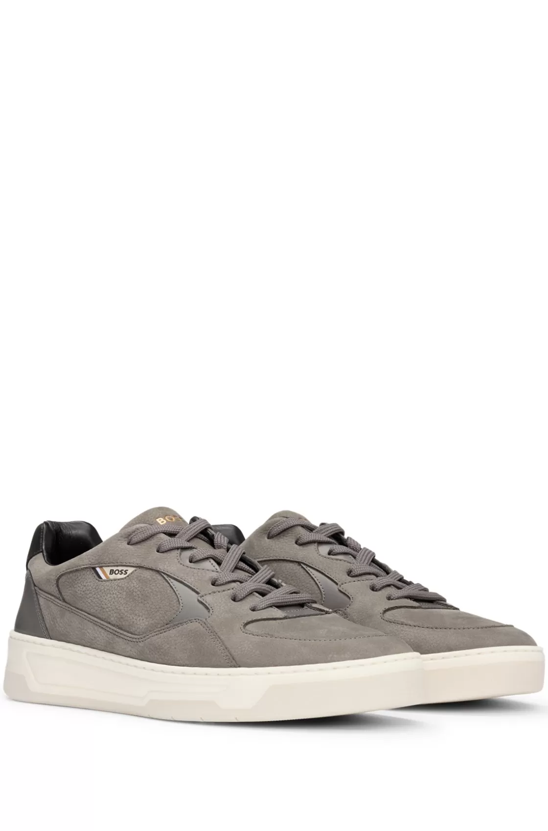 HUGO BOSS Mixed-material Trainers With Suede And Leather Grey Outlet