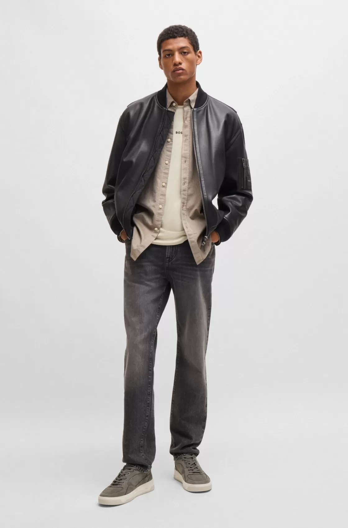 HUGO BOSS Mixed-material Trainers With Suede And Leather Grey Outlet