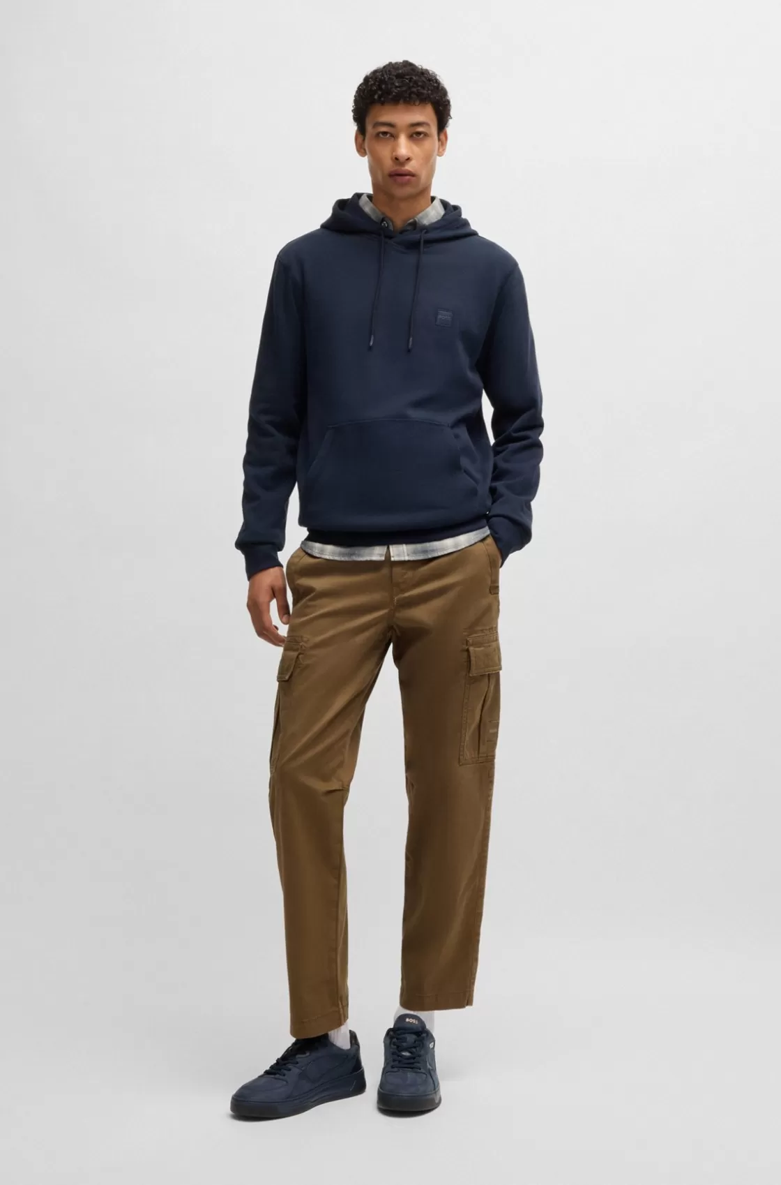 HUGO BOSS Mixed-material Trainers With Suede And Leather Dark Blue Best Sale