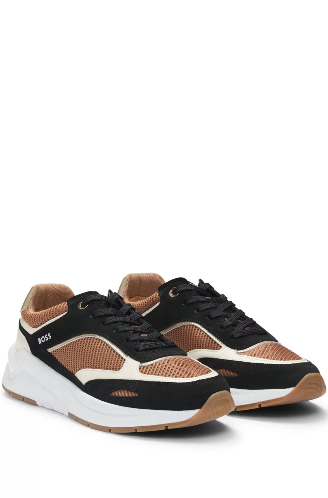 HUGO BOSS Mixed-material Trainers With Suede And Mesh Beige Discount