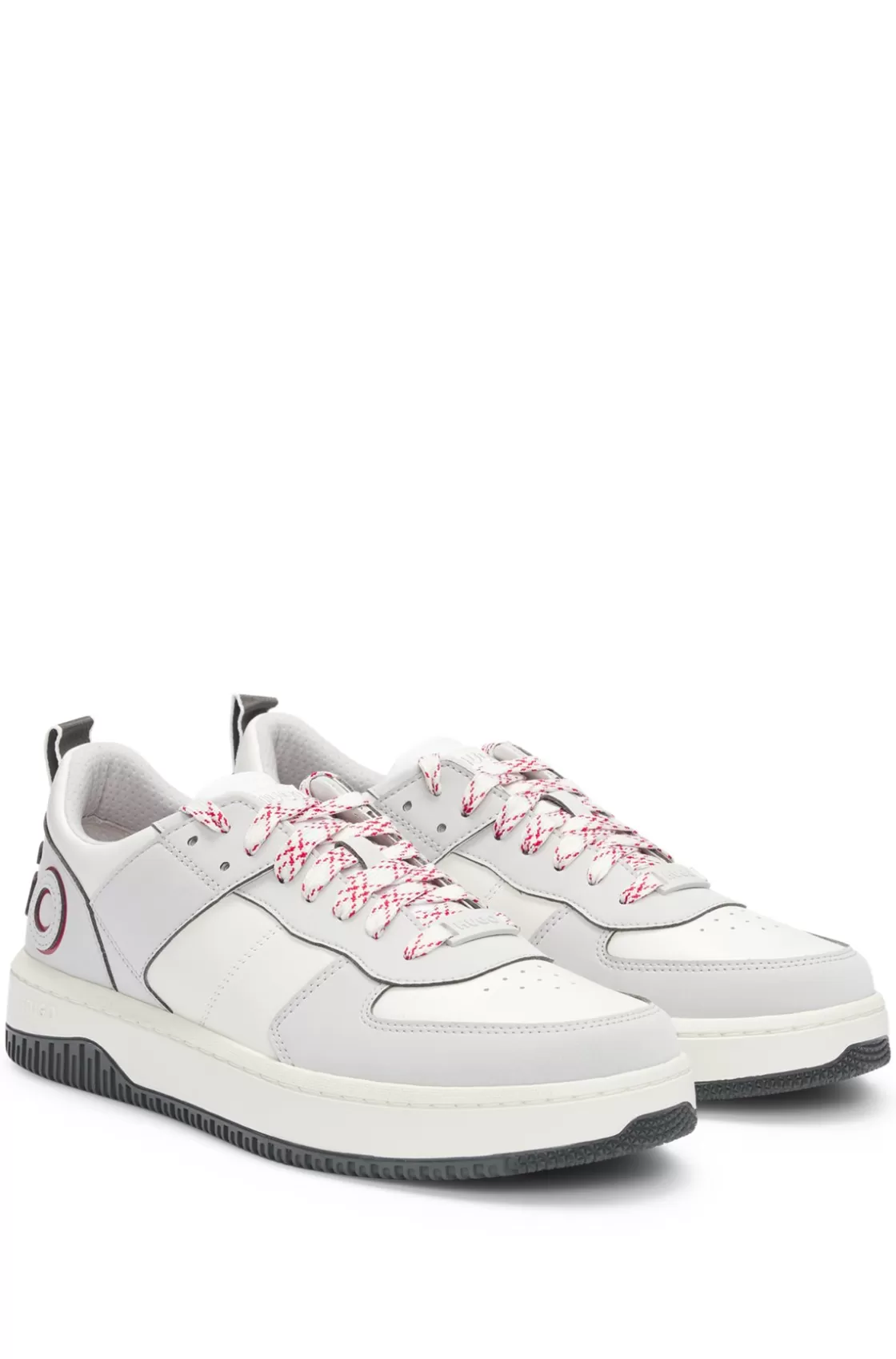HUGO BOSS Mixed-material Trainers With Two Sets Of Laces Light Grey New