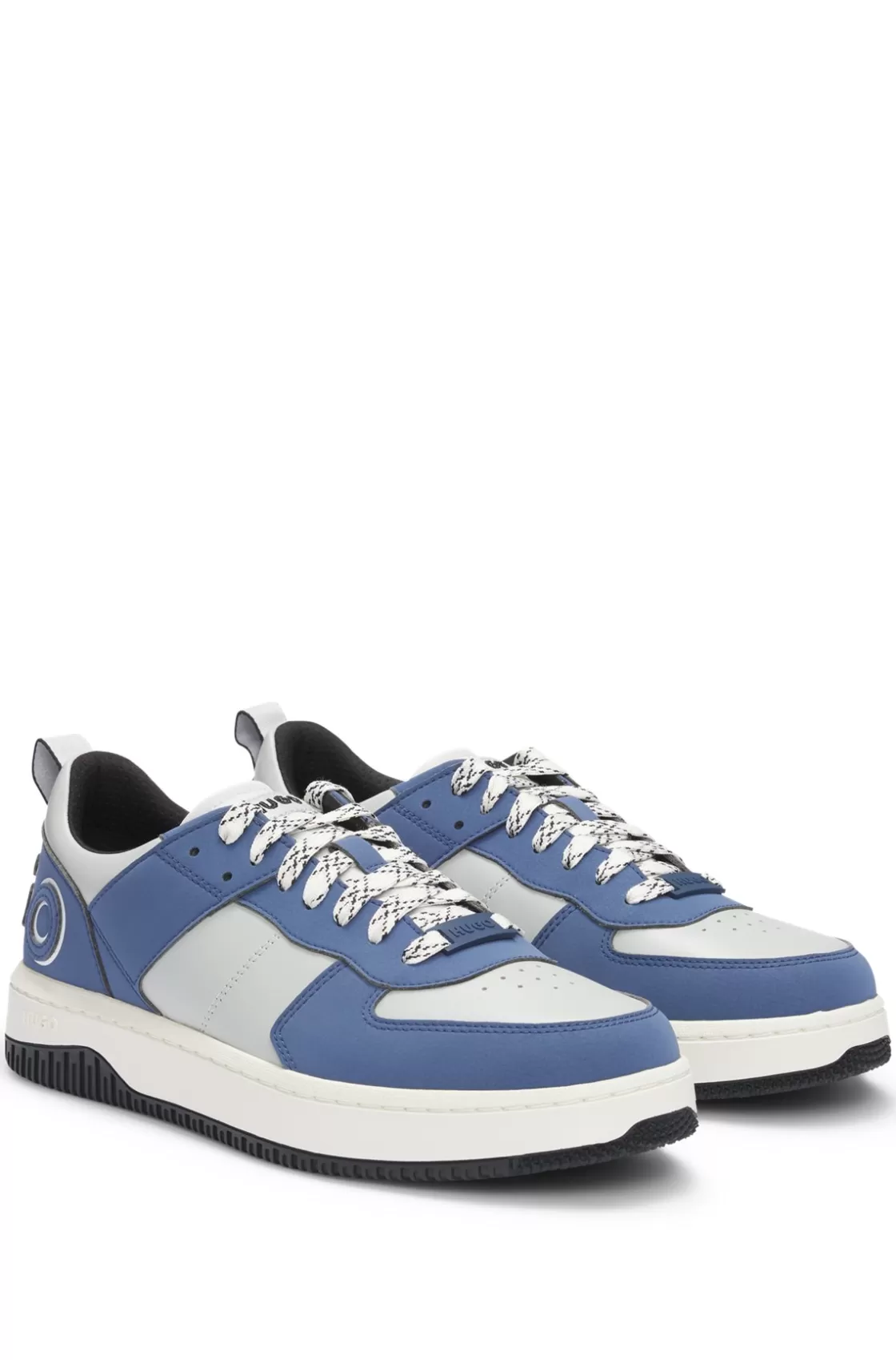 HUGO BOSS Mixed-material Trainers With Two Sets Of Laces Light Blue Clearance