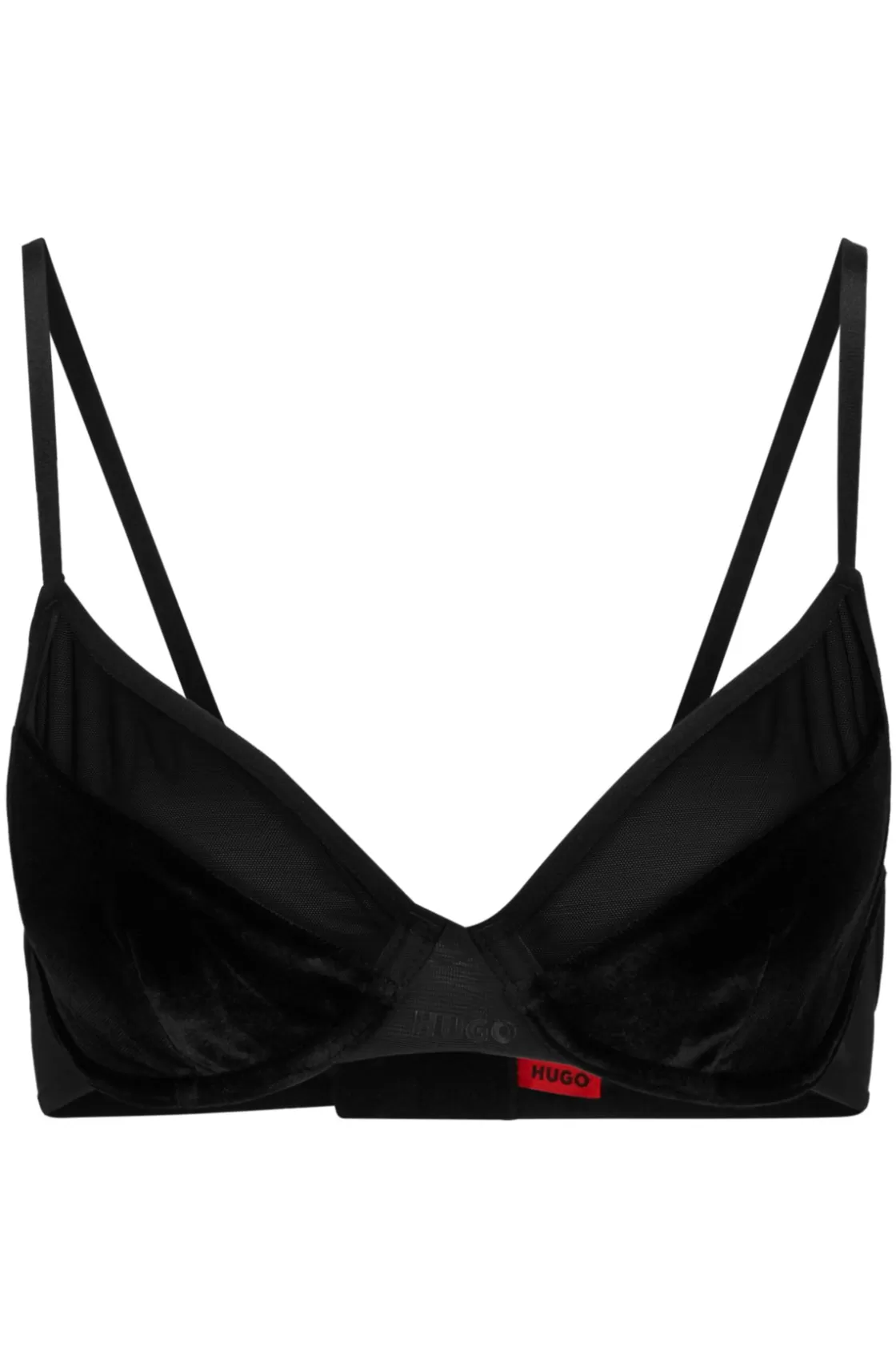 HUGO BOSS Mixed-material Underwired Bra With Foil Logo Black Hot