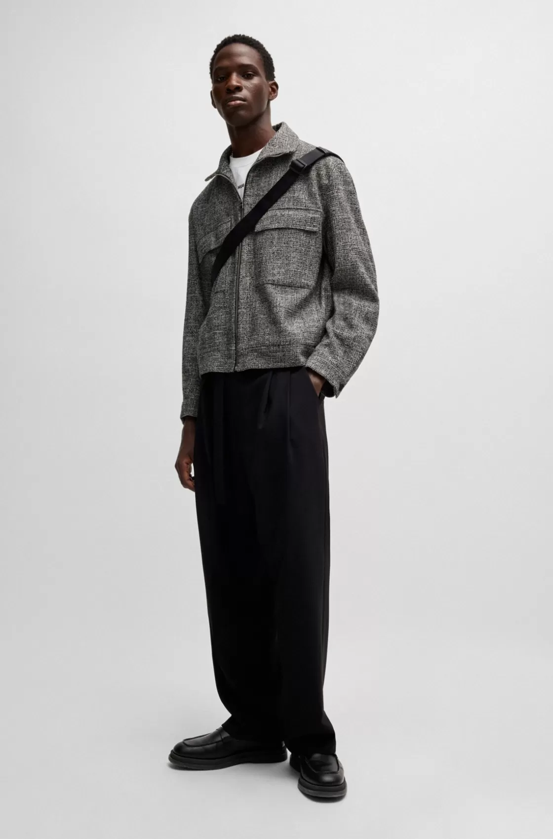HUGO BOSS Modern-fit Jacket In Mouliné Tweed Grey Online