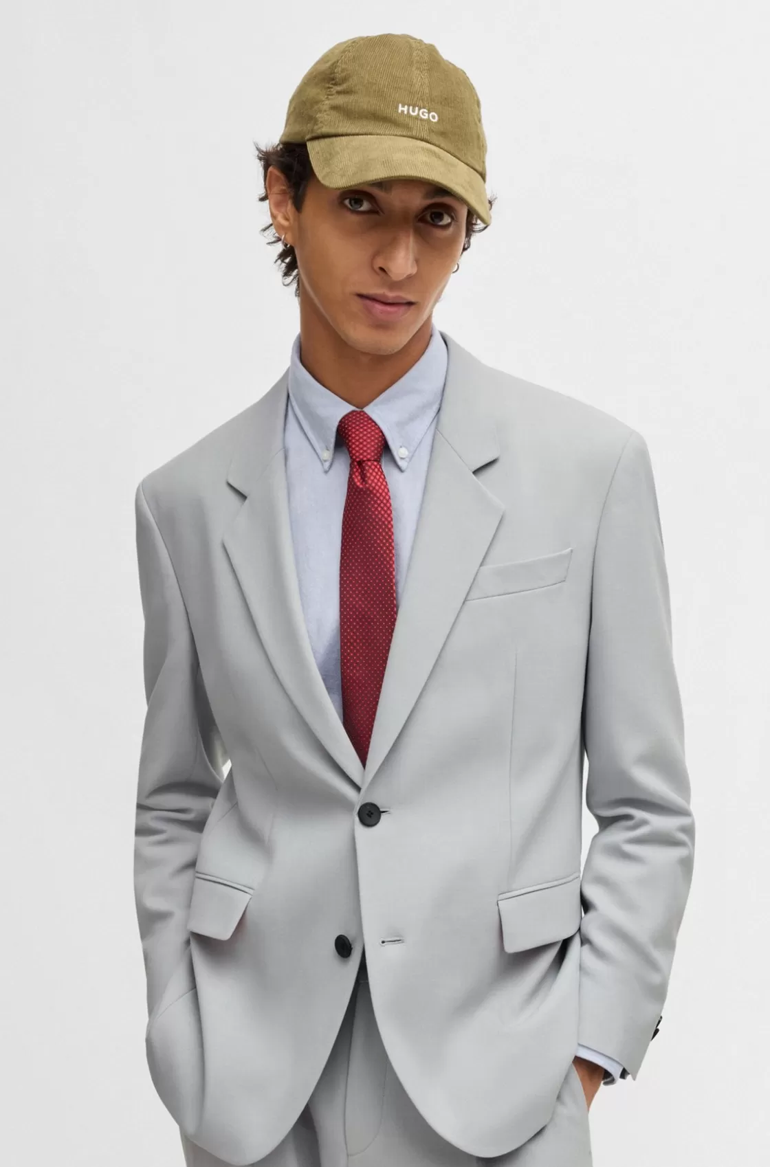 HUGO BOSS Modern-fit Jacket In Stretch Twill With Full Lining Light Grey Clearance