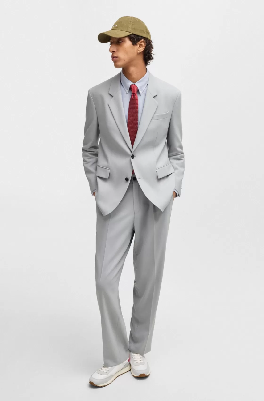 HUGO BOSS Modern-fit Jacket In Stretch Twill With Full Lining Light Grey Clearance