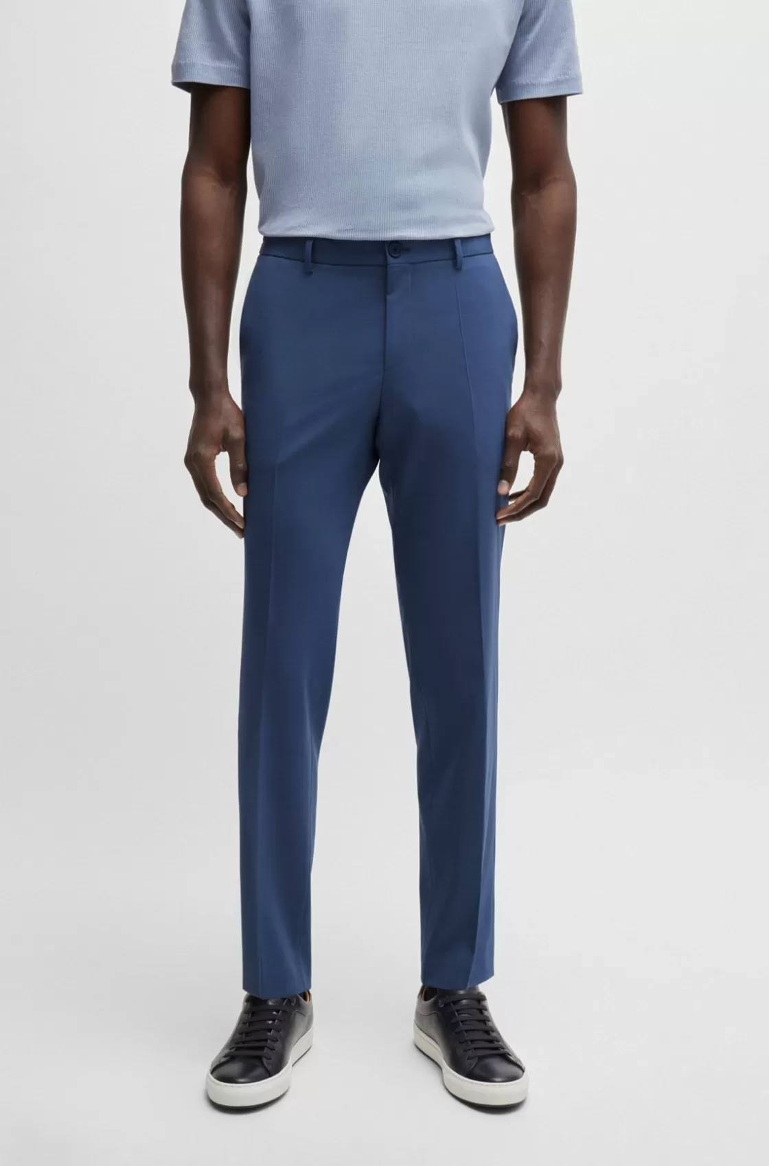 HUGO BOSS Modern-fit Trousers In A Performance-stretch Wool Blend Dark Blue Online