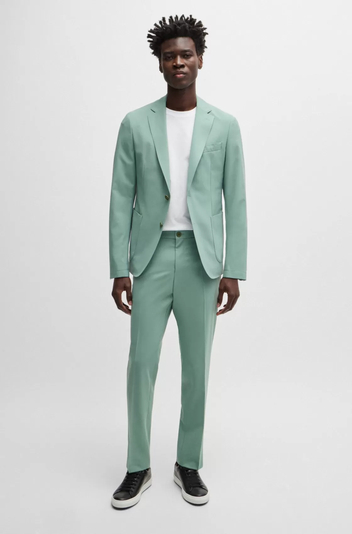 HUGO BOSS Modern-fit Trousers In A Performance-stretch Wool Blend Light Green Clearance
