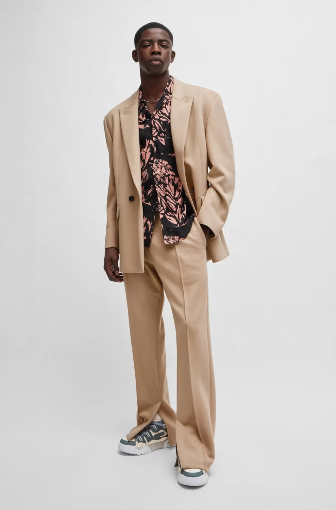 HUGO BOSS Modern-fit Trousers In Performance-stretch Jersey Beige Best Sale