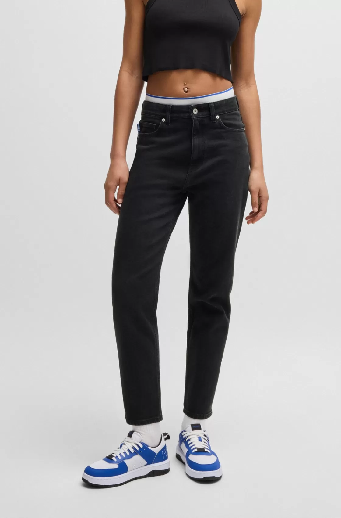 HUGO BOSS Mom-fit Jeans In Rinse-wash Denim Black Online