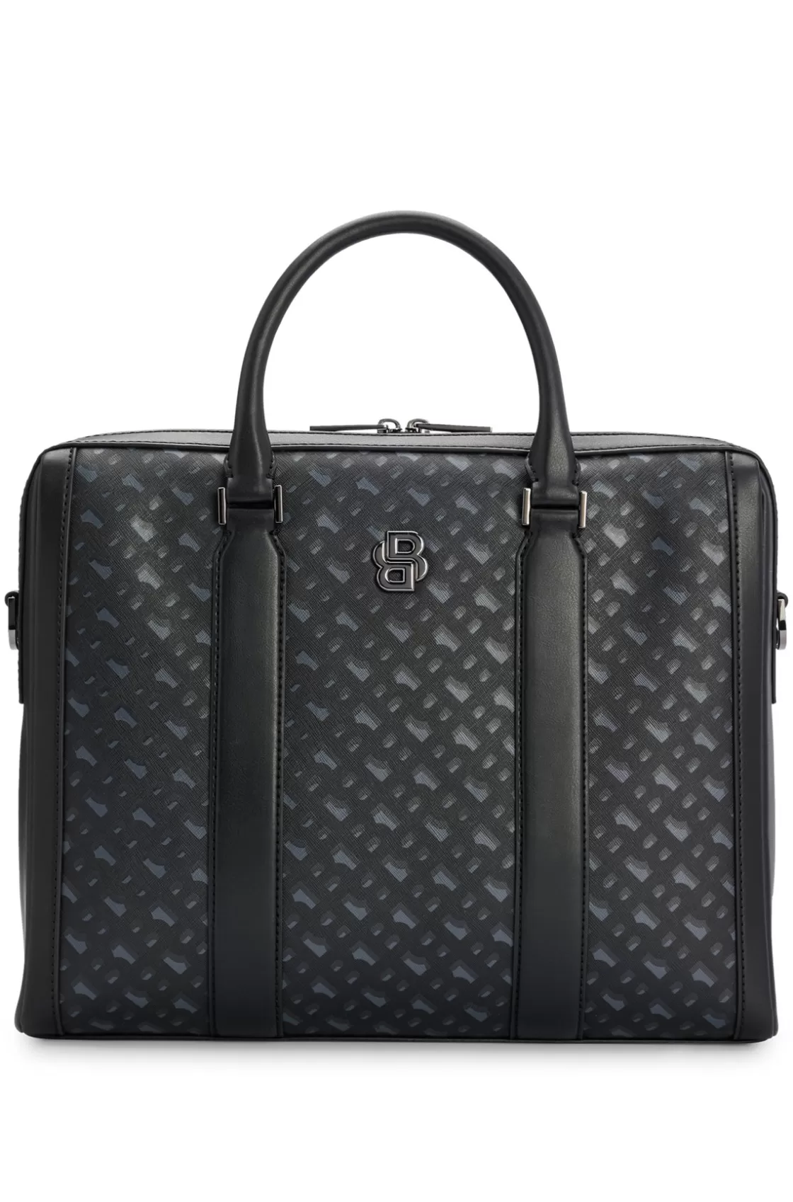 HUGO BOSS Monogram Document Case With Double B Trim Dark Grey Outlet