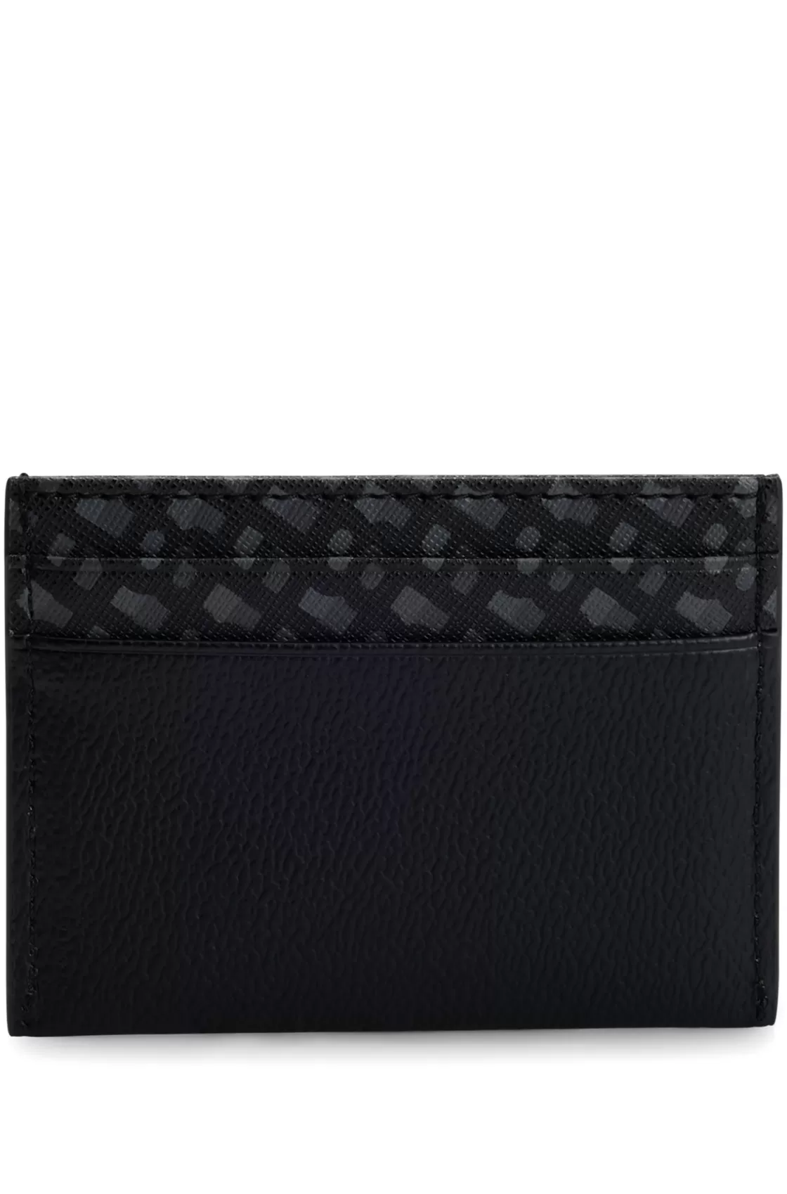 HUGO BOSS Monogram-panel Card Holder With Silver-foil Logo Black Fashion