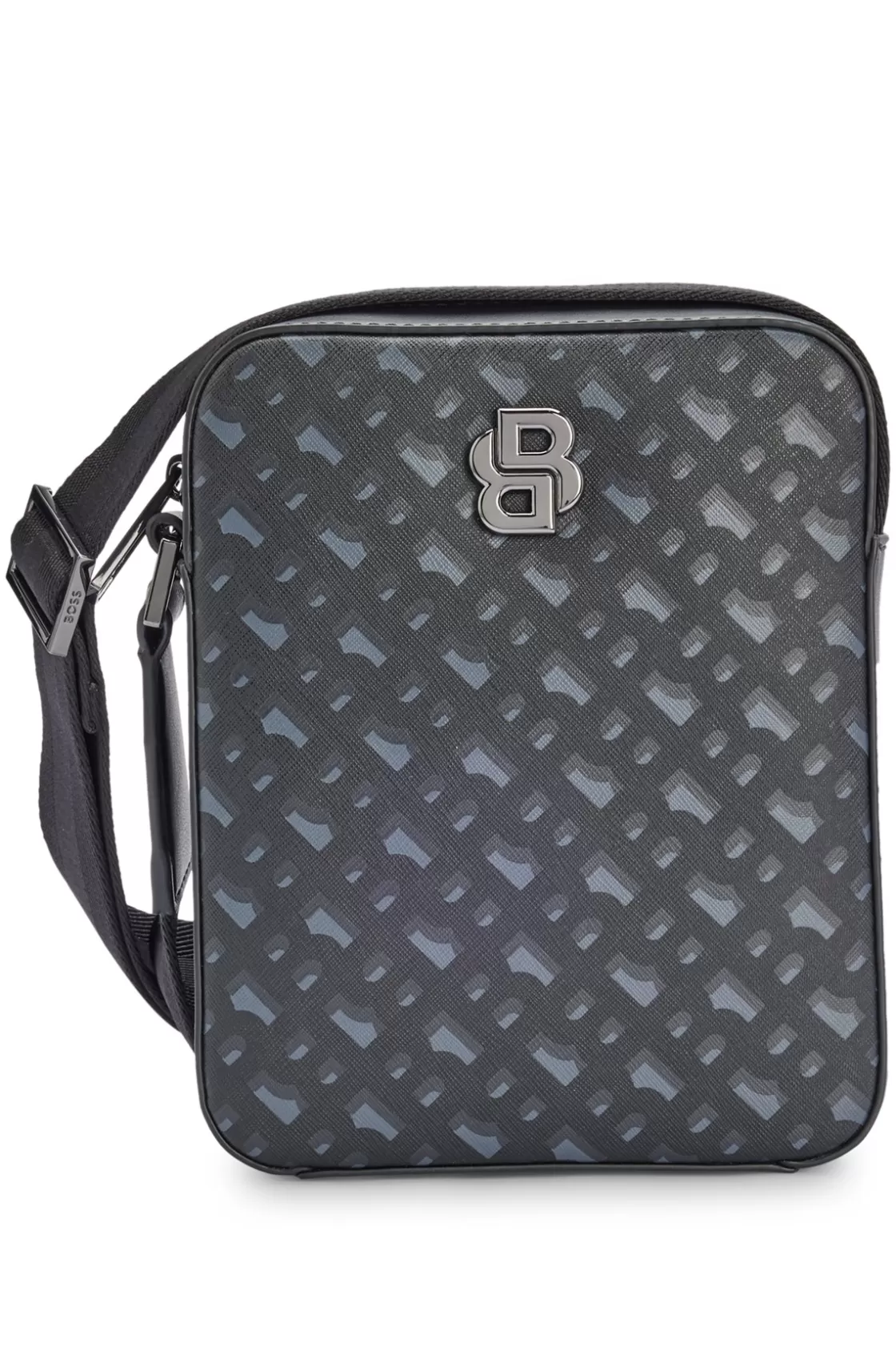 HUGO BOSS Monogram-pattern Reporter Bag With Signature Hardware Dark Grey Outlet