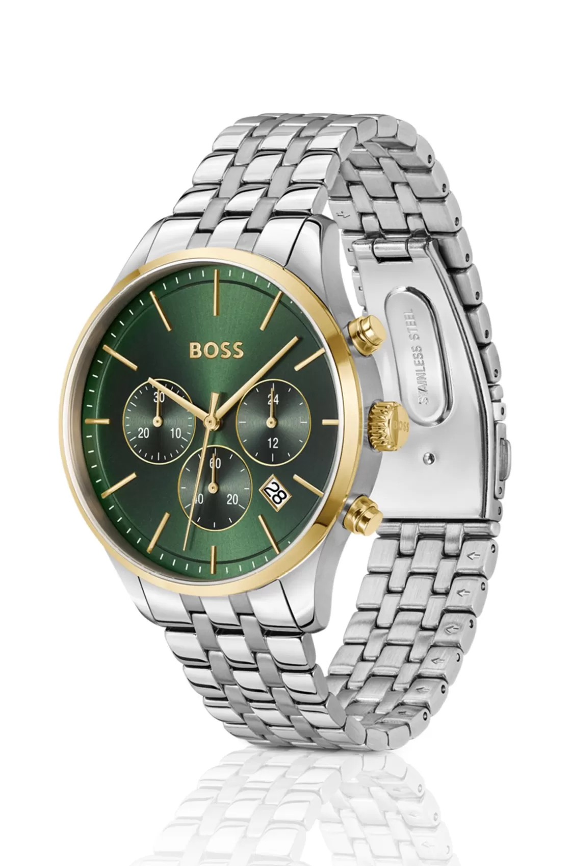 HUGO BOSS Multi-link-bracelet Chronograph Watch With Green Dial Assorted-Pre-Pack Cheap