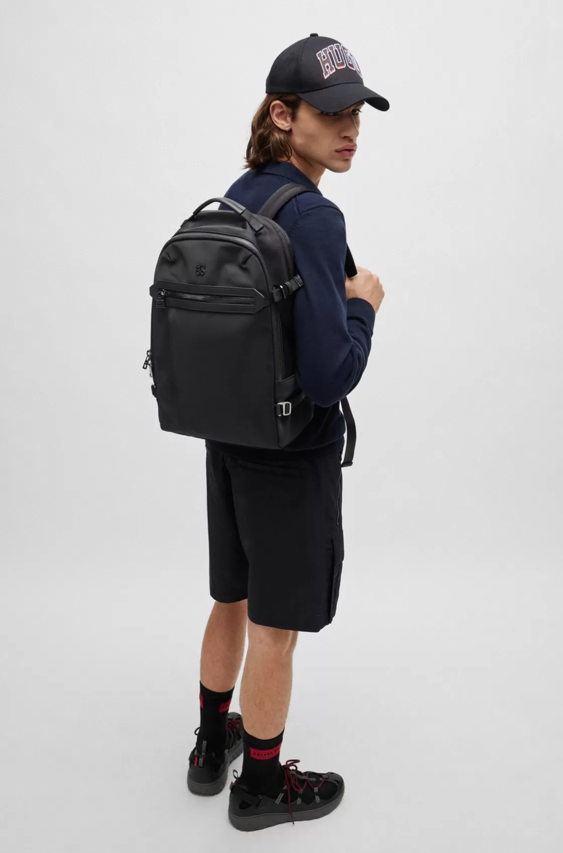 HUGO BOSS Multi-pocket Backpack With Stacked Logo Black Flash Sale