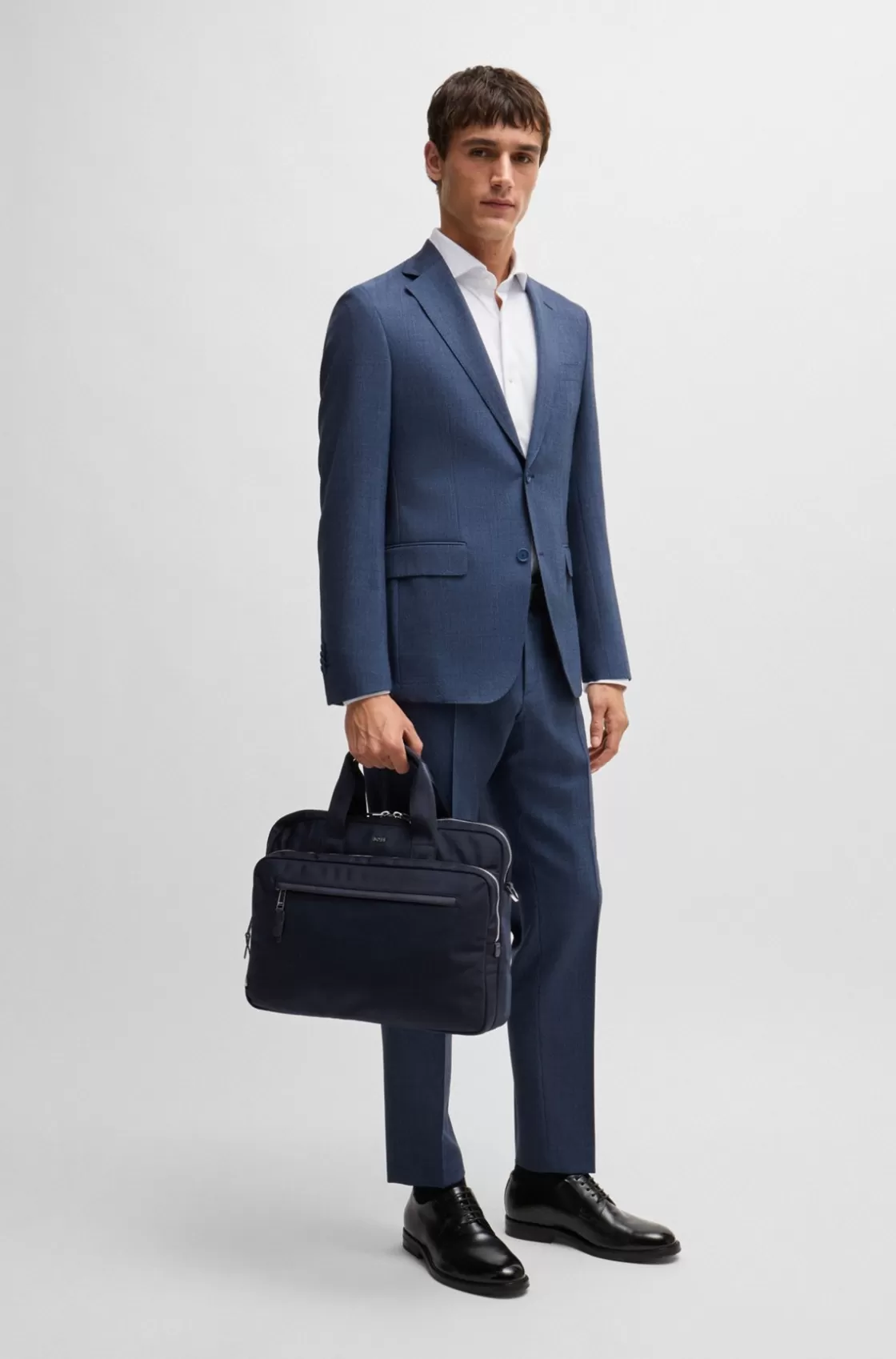 HUGO BOSS Multi-pocket Document Case With Logo Lettering Dark Blue Discount