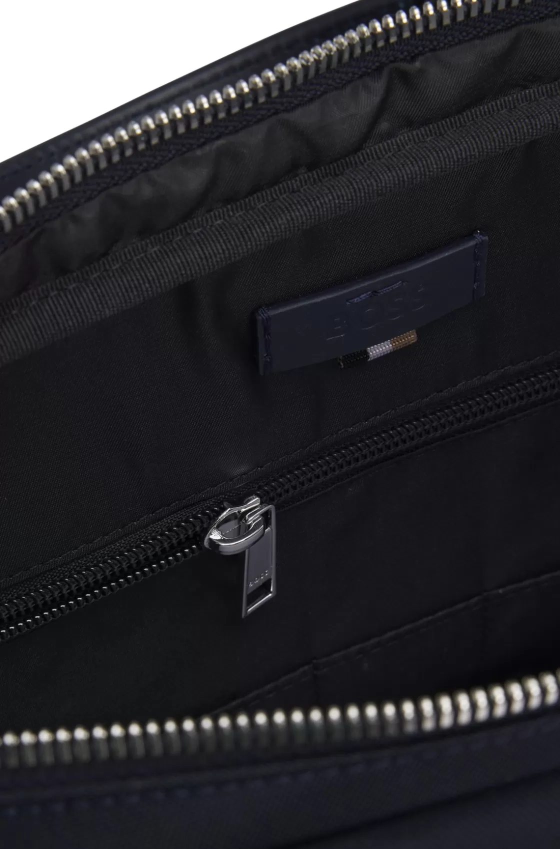 HUGO BOSS Multi-pocket Document Case With Logo Lettering Dark Blue Discount