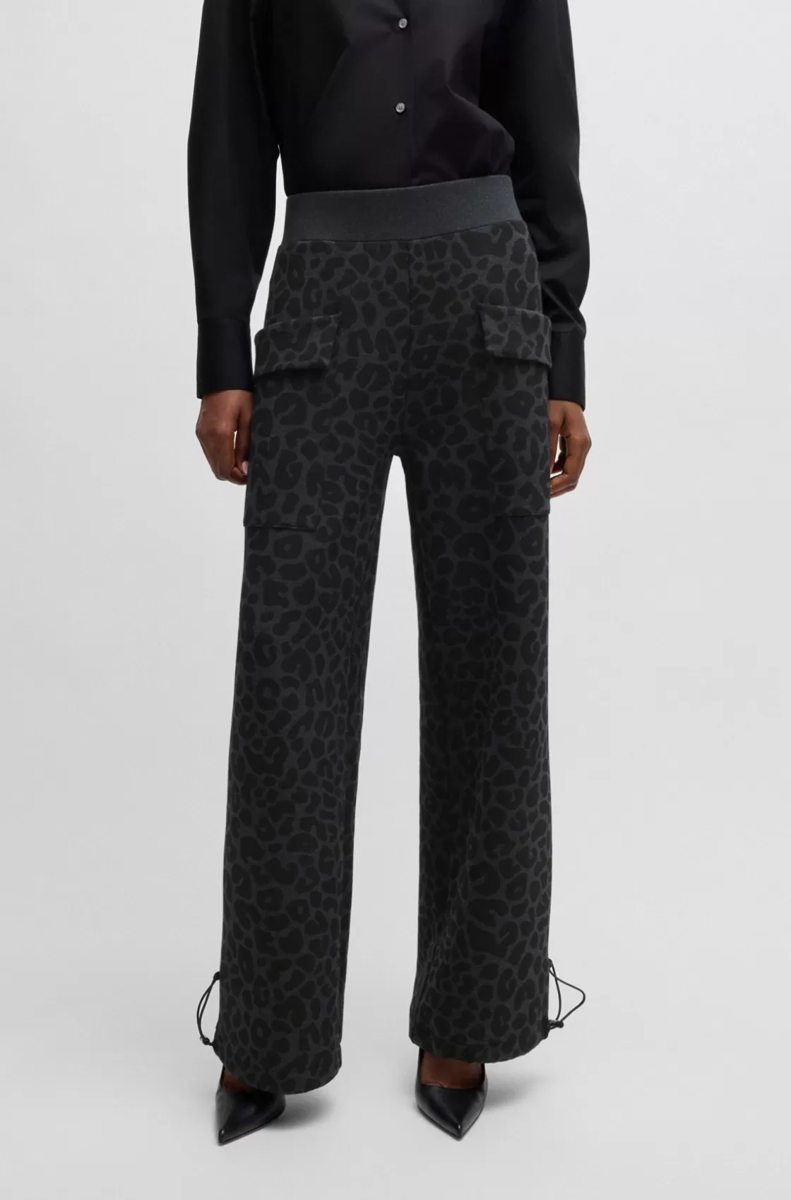HUGO BOSS NAOMI X BOSS Animal-print Tracksuit Bottoms With Energear™ Black Best Sale