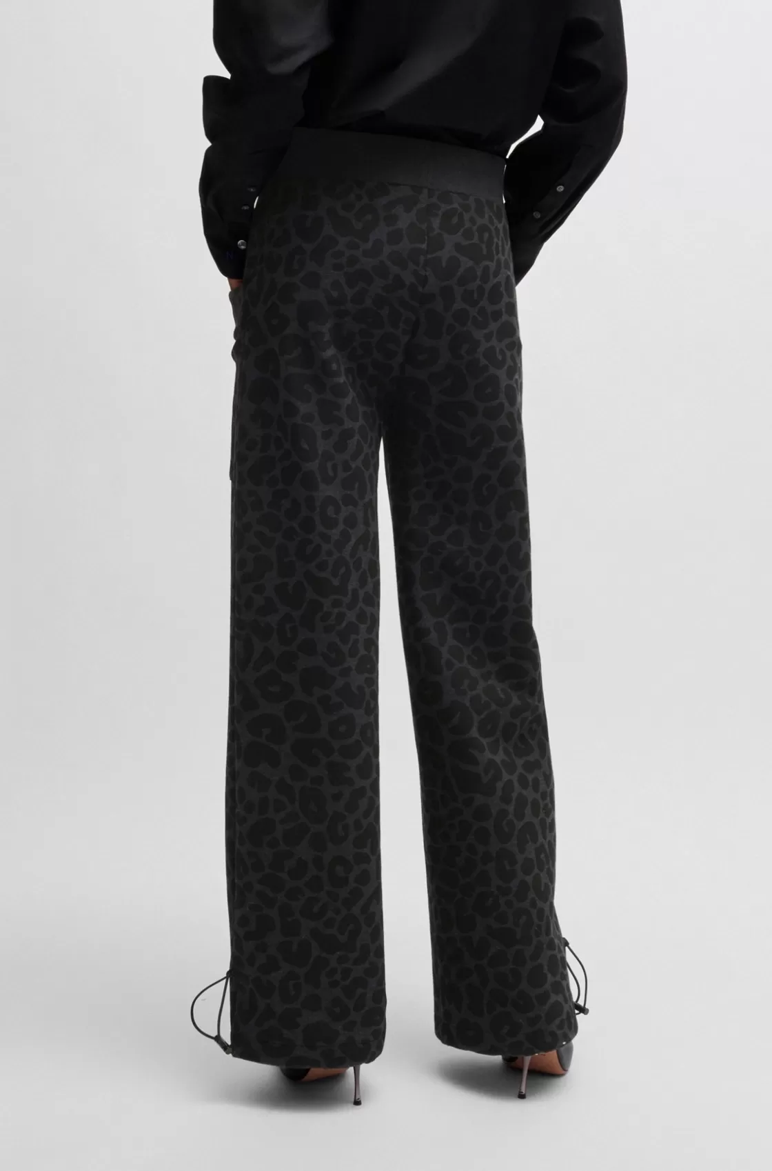 HUGO BOSS NAOMI X BOSS Animal-print Tracksuit Bottoms With Energear™ Black Best Sale