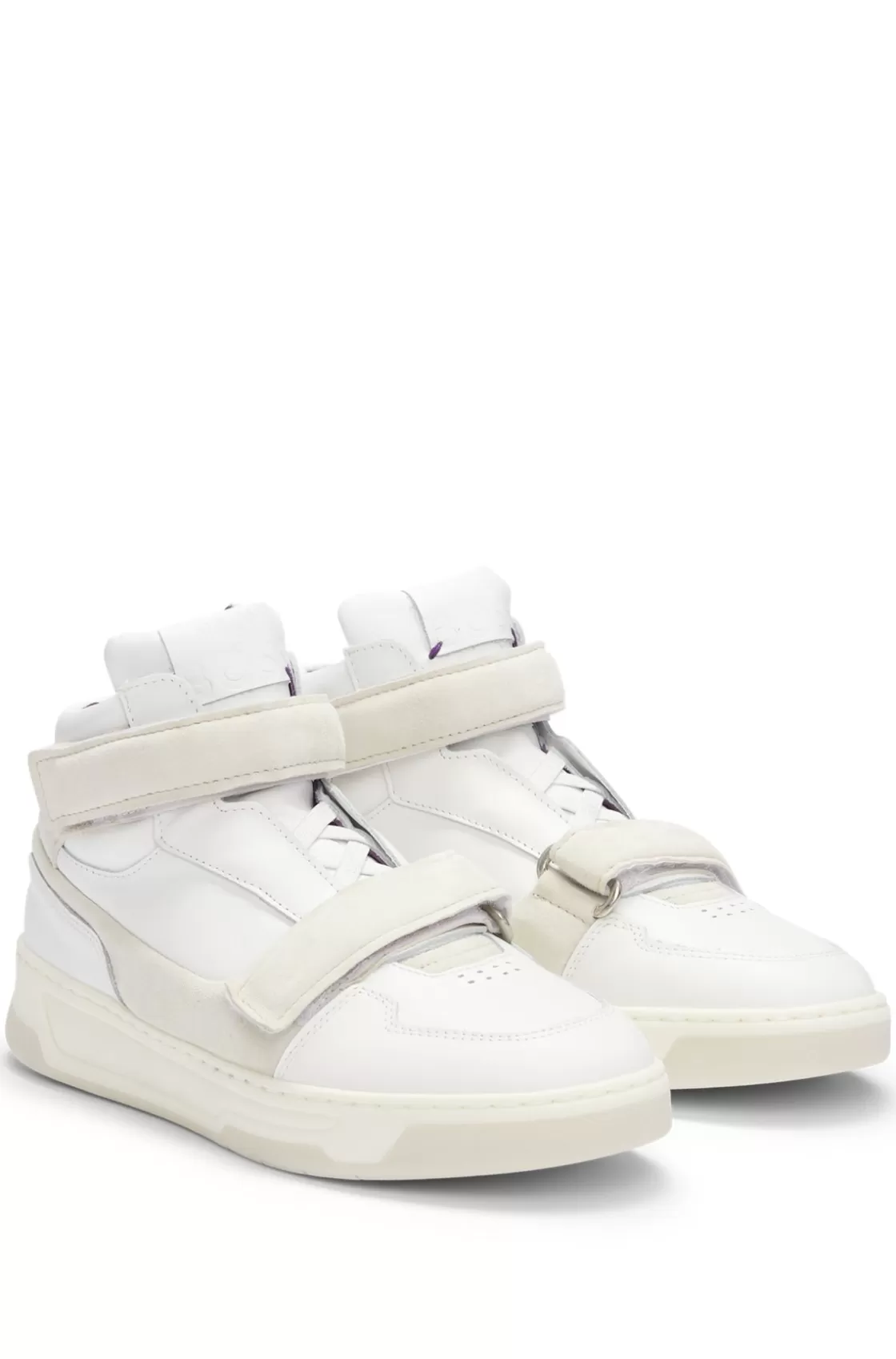 HUGO BOSS NAOMI X BOSS Leather High-top Trainers With Riptape Straps White Cheap